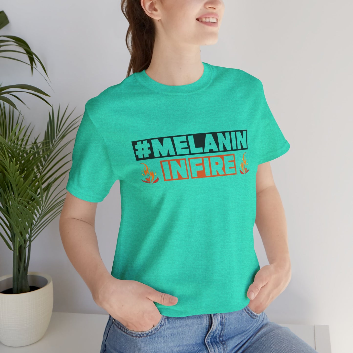 #MELANIN IN FIRE Tee - Empowering Unisex Jersey Short Sleeve, Black History Month, Gift for Friends, Pride Apparel, Urban Fashion