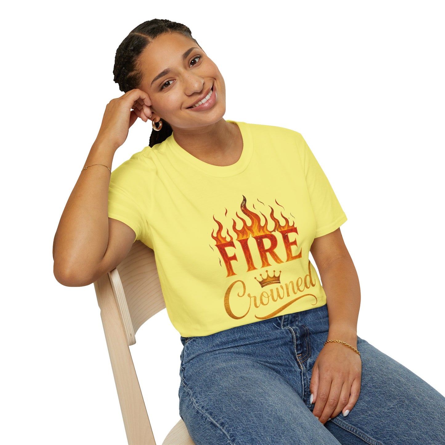 Fire Crowned Unisex Softstyle T-Shirt | Summer Vibes Tee, Gift for Him/Her, Festival Shirt, Casual Wear, Birthday Apparel