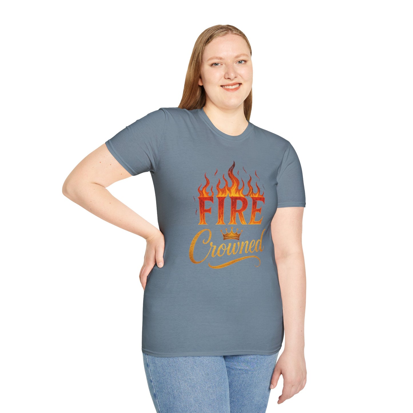 Fire Crowned Unisex Softstyle T-Shirt | Summer Vibes Tee, Gift for Him/Her, Festival Shirt, Casual Wear, Birthday Apparel
