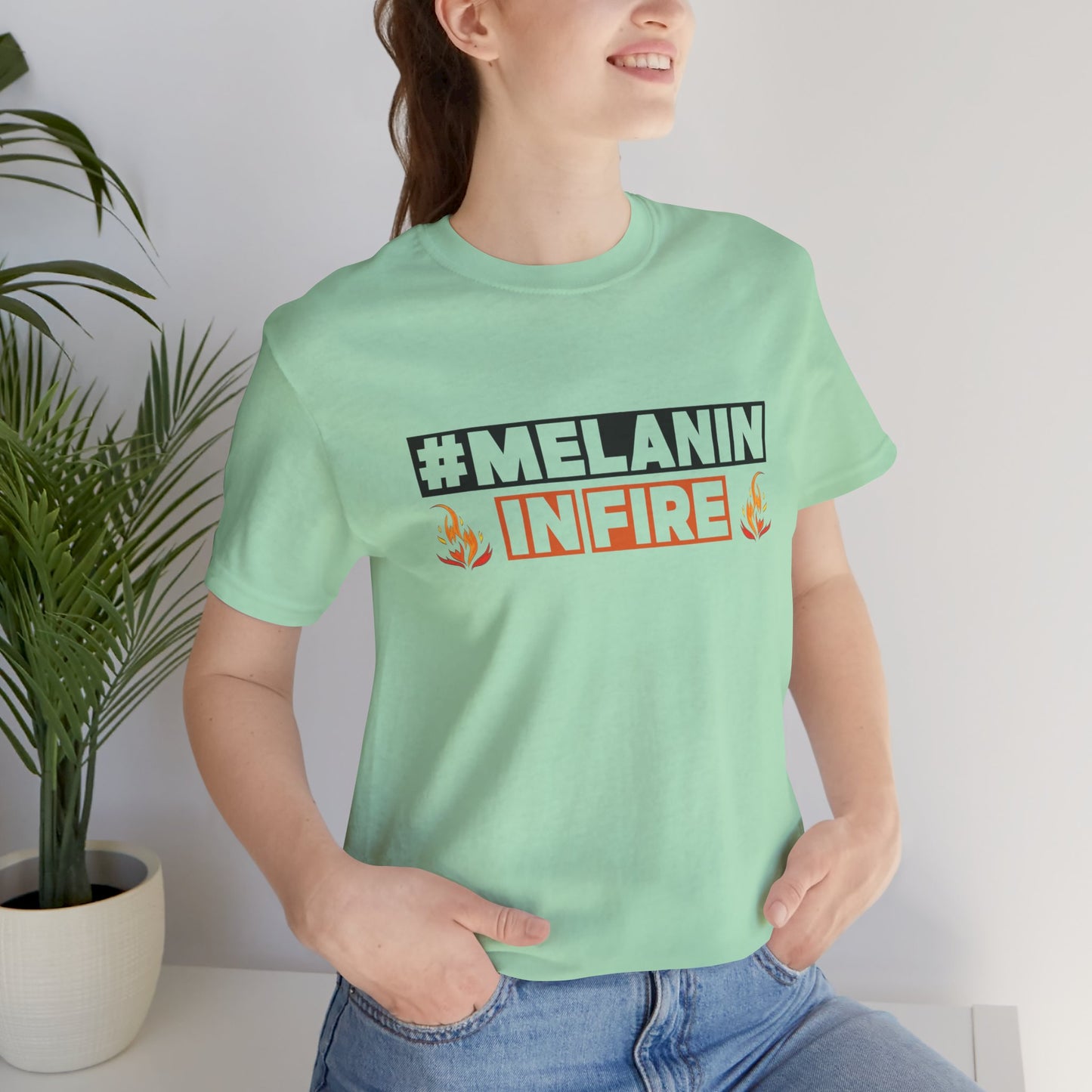 #MELANIN IN FIRE Tee - Empowering Unisex Jersey Short Sleeve, Black History Month, Gift for Friends, Pride Apparel, Urban Fashion