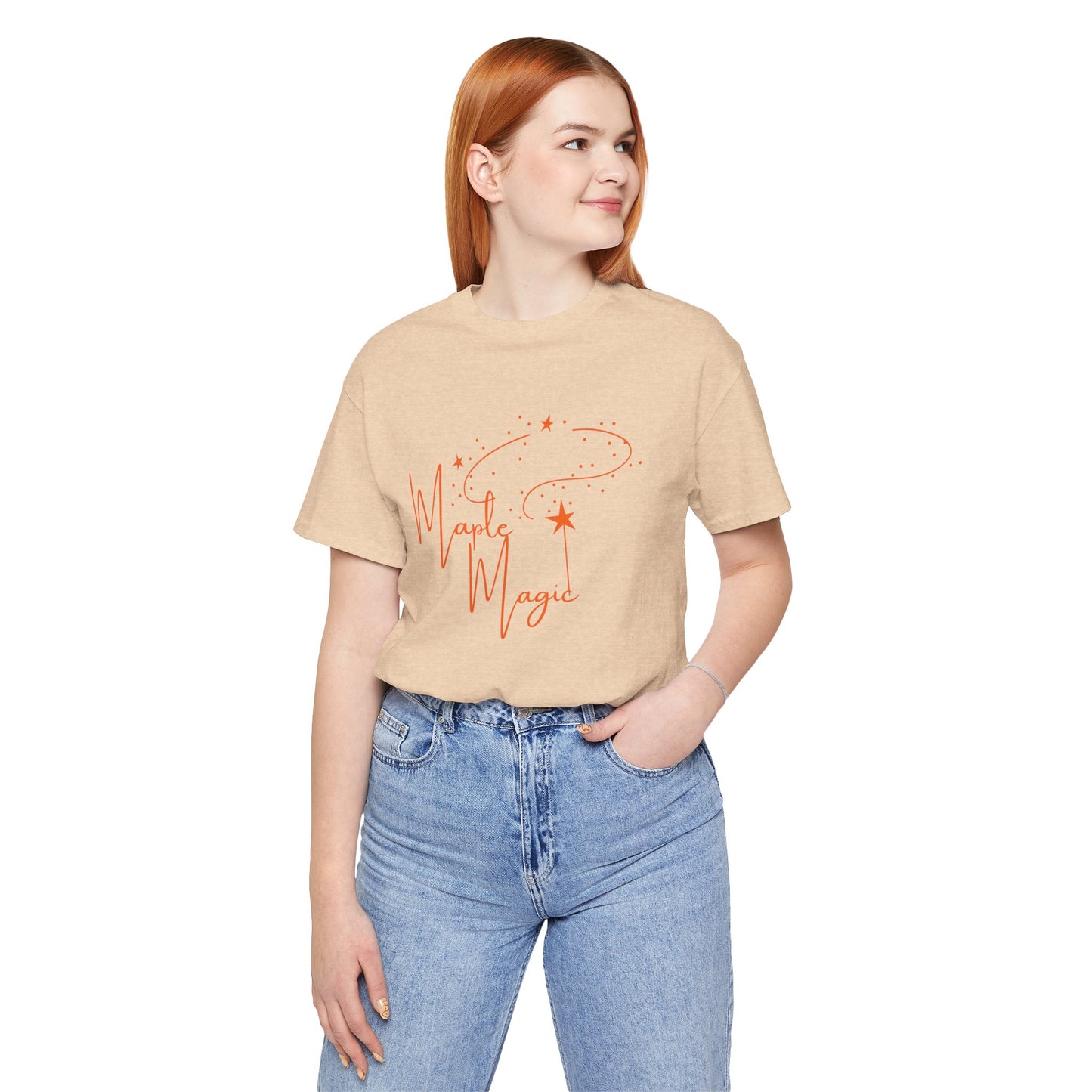 Maple Magic Unisex Tee, Cute Graphic Shirt, Fall Apparel, Seasonal Gift, Nature Lover T-Shirt, Cozy Vibes Fashion