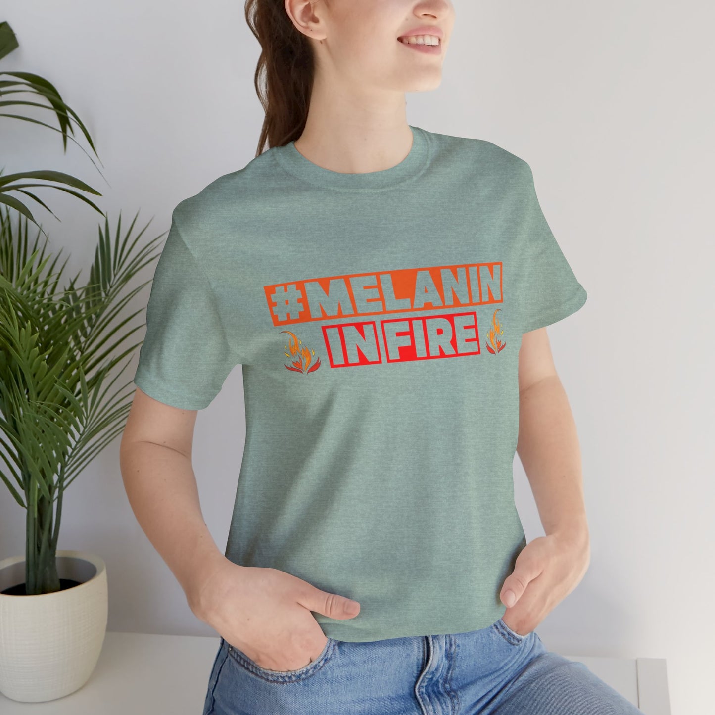 #MELANIN IN FIRE Unisex Jersey Tee, Summer Fashion, Afrocentric Shirt, Gift for Her, All-Occasion Top, Urban Lifestyle Wear