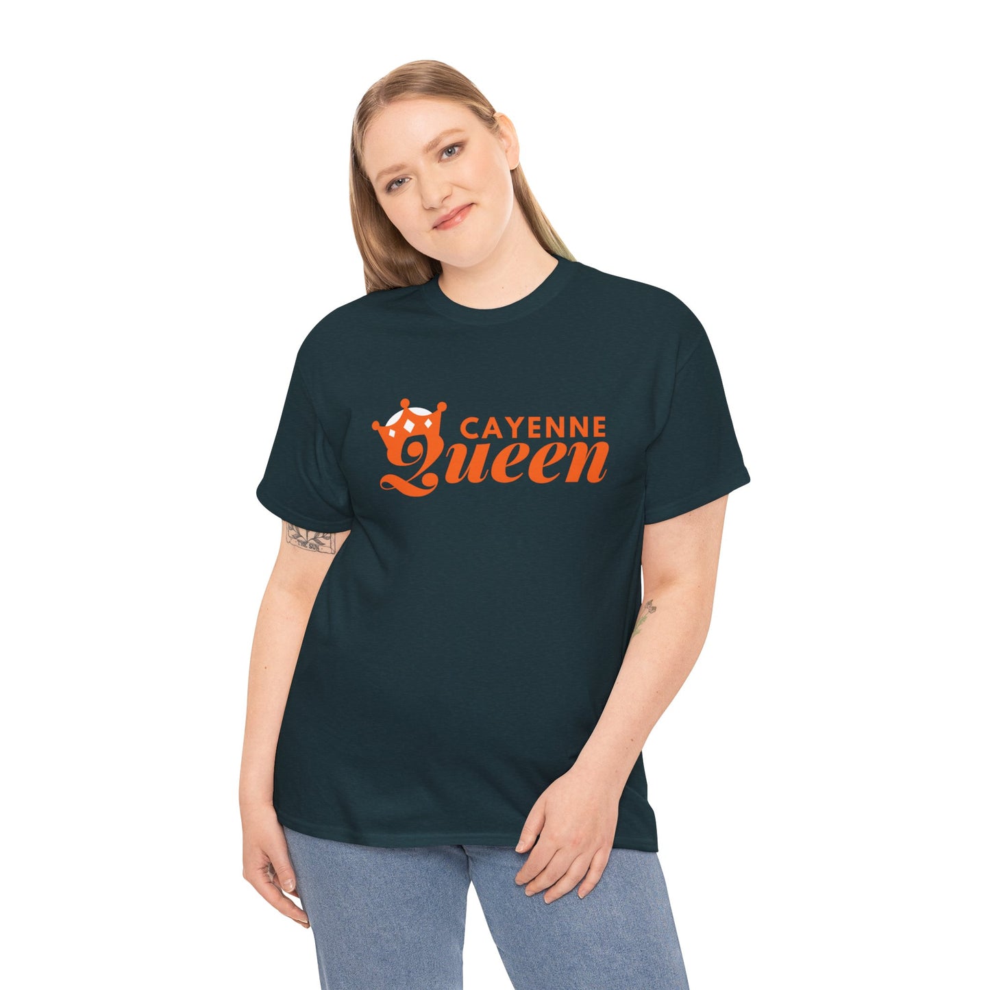 Cayenne Queen Unisex Heavy Cotton Tee, Casual Wear, Gift for Her, Birthday Shirt, Fun Quote Tee, Soft Cotton Top