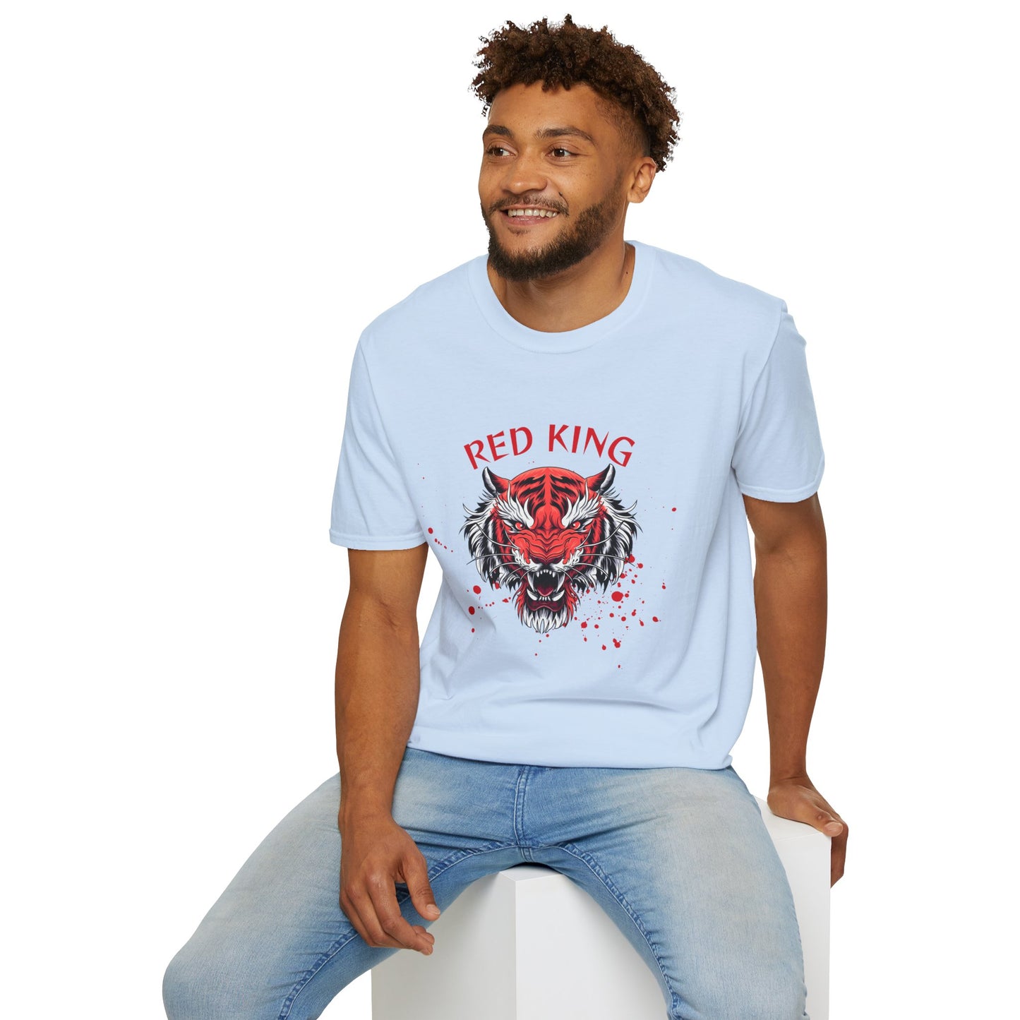 Fierce Red King Tiger T-Shirt, Bold Graphic Tee, Unisex Apparel, Streetwear Style, Gift for Animal Lovers