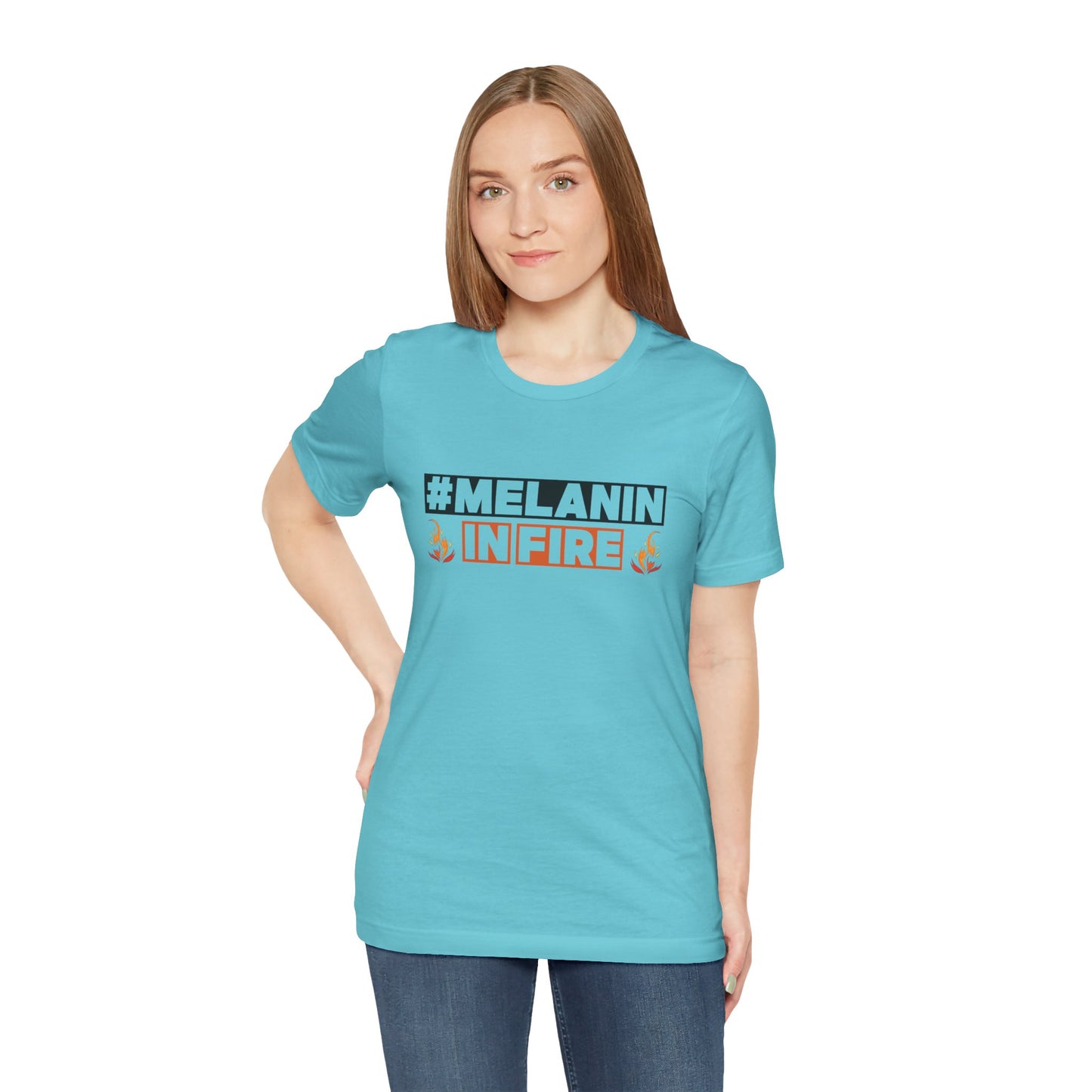 #MELANIN IN FIRE Tee - Empowering Unisex Jersey Short Sleeve, Black History Month, Gift for Friends, Pride Apparel, Urban Fashion