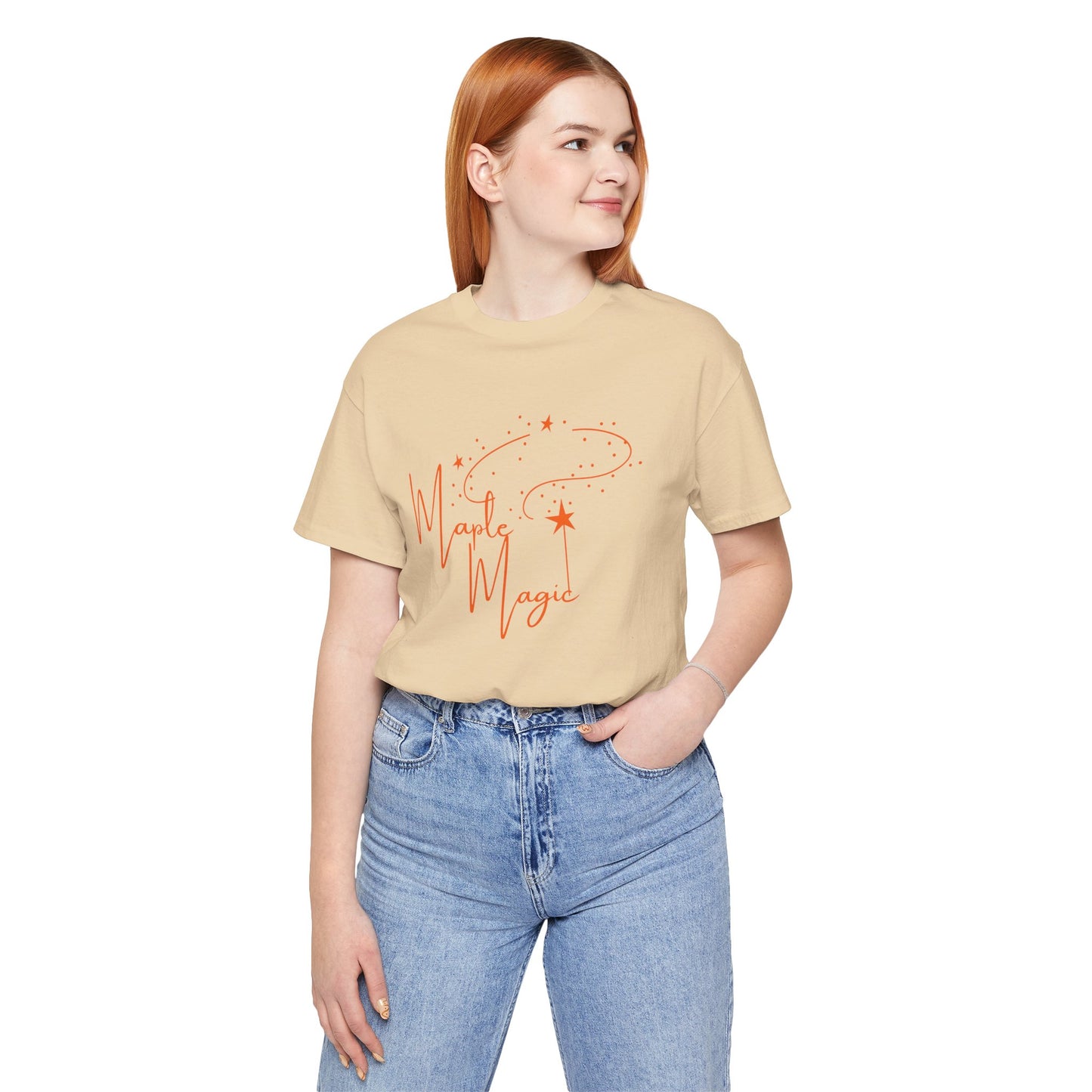 Maple Magic Unisex Tee, Cute Graphic Shirt, Fall Apparel, Seasonal Gift, Nature Lover T-Shirt, Cozy Vibes Fashion