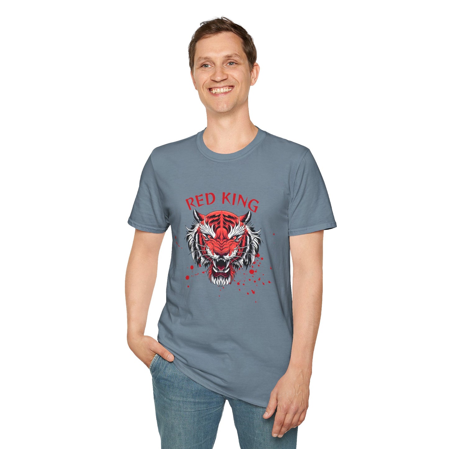 Fierce Red King Tiger T-Shirt, Bold Graphic Tee, Unisex Apparel, Streetwear Style, Gift for Animal Lovers