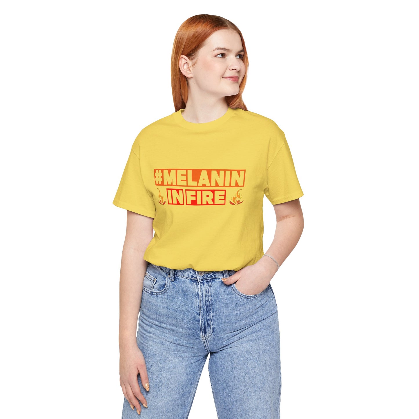 #MELANIN IN FIRE Unisex Jersey Tee, Summer Fashion, Afrocentric Shirt, Gift for Her, All-Occasion Top, Urban Lifestyle Wear