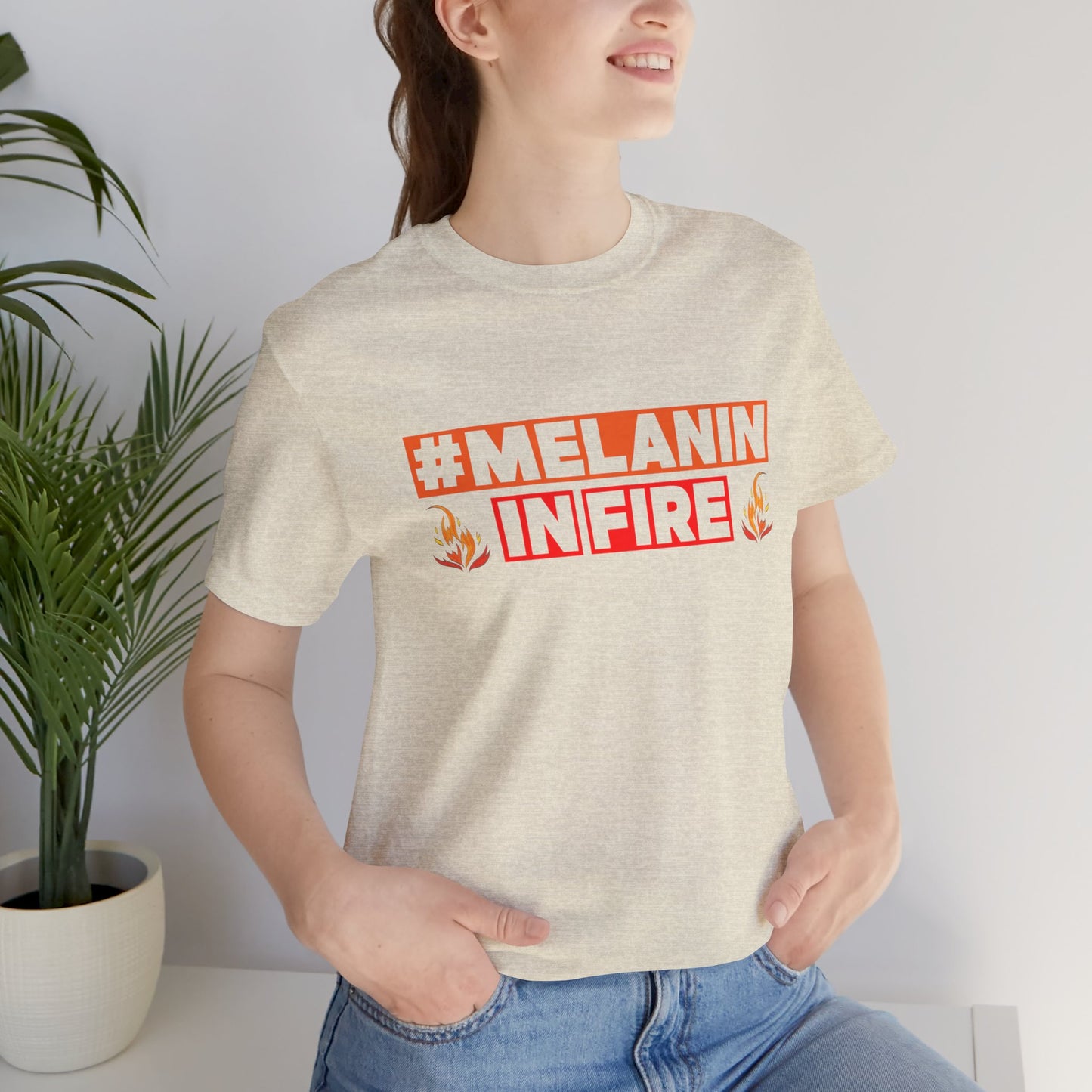 #MELANIN IN FIRE Unisex Jersey Tee, Summer Fashion, Afrocentric Shirt, Gift for Her, All-Occasion Top, Urban Lifestyle Wear