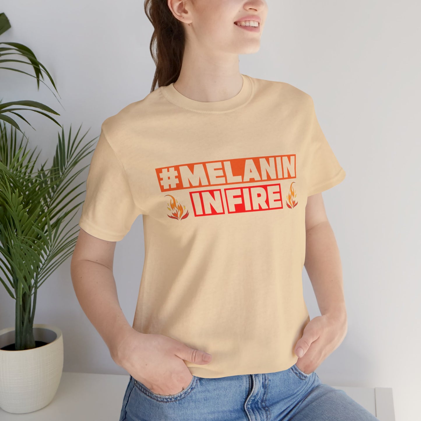 #MELANIN IN FIRE Unisex Jersey Tee, Summer Fashion, Afrocentric Shirt, Gift for Her, All-Occasion Top, Urban Lifestyle Wear