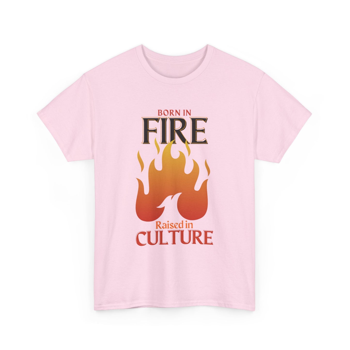 Born in Fire Unisex Heavy Cotton Tee - Bold Culture Statement, Graphic Tee, Casual Wear, Gift for Friends, Celebration Apparel