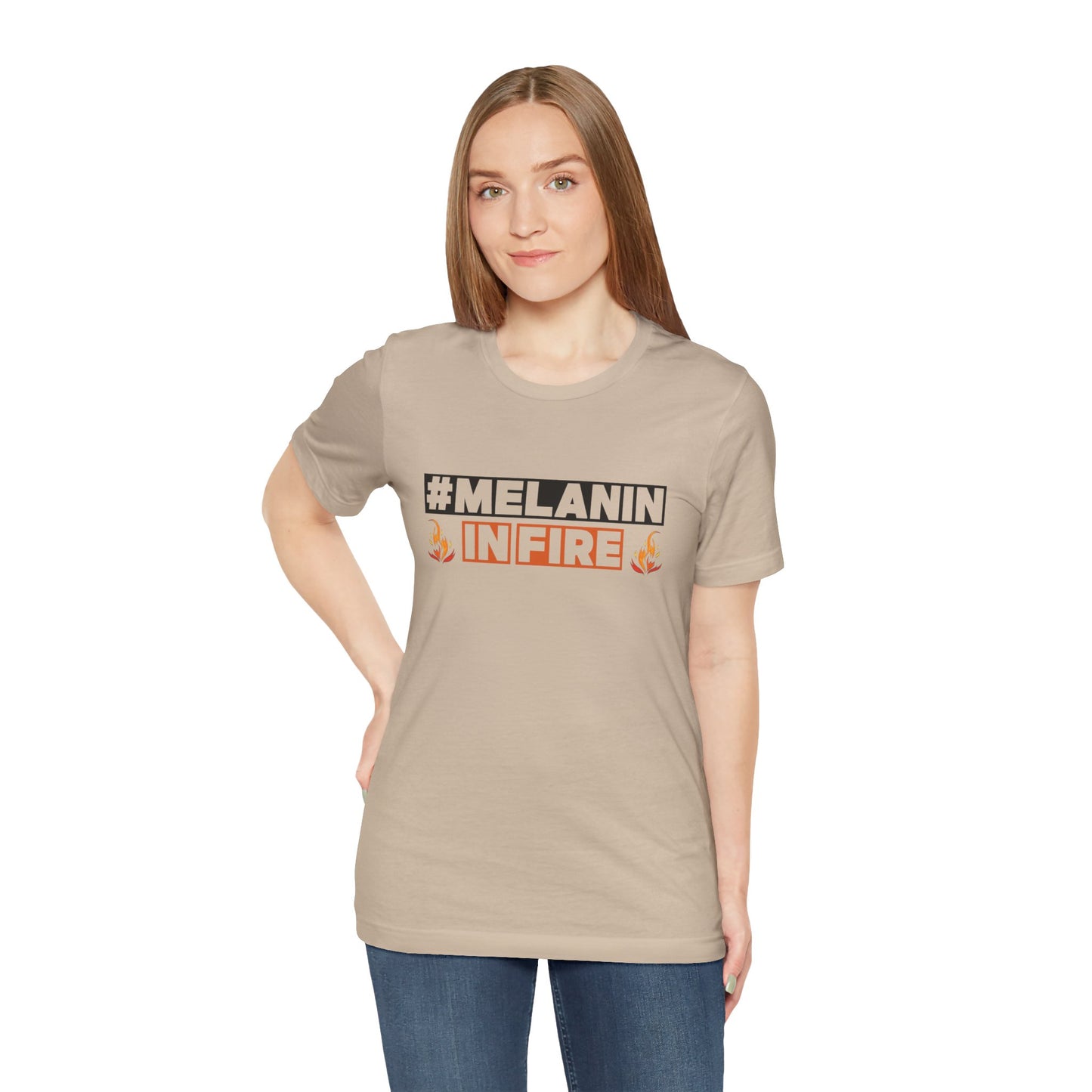 #MELANIN IN FIRE Tee - Empowering Unisex Jersey Short Sleeve, Black History Month, Gift for Friends, Pride Apparel, Urban Fashion