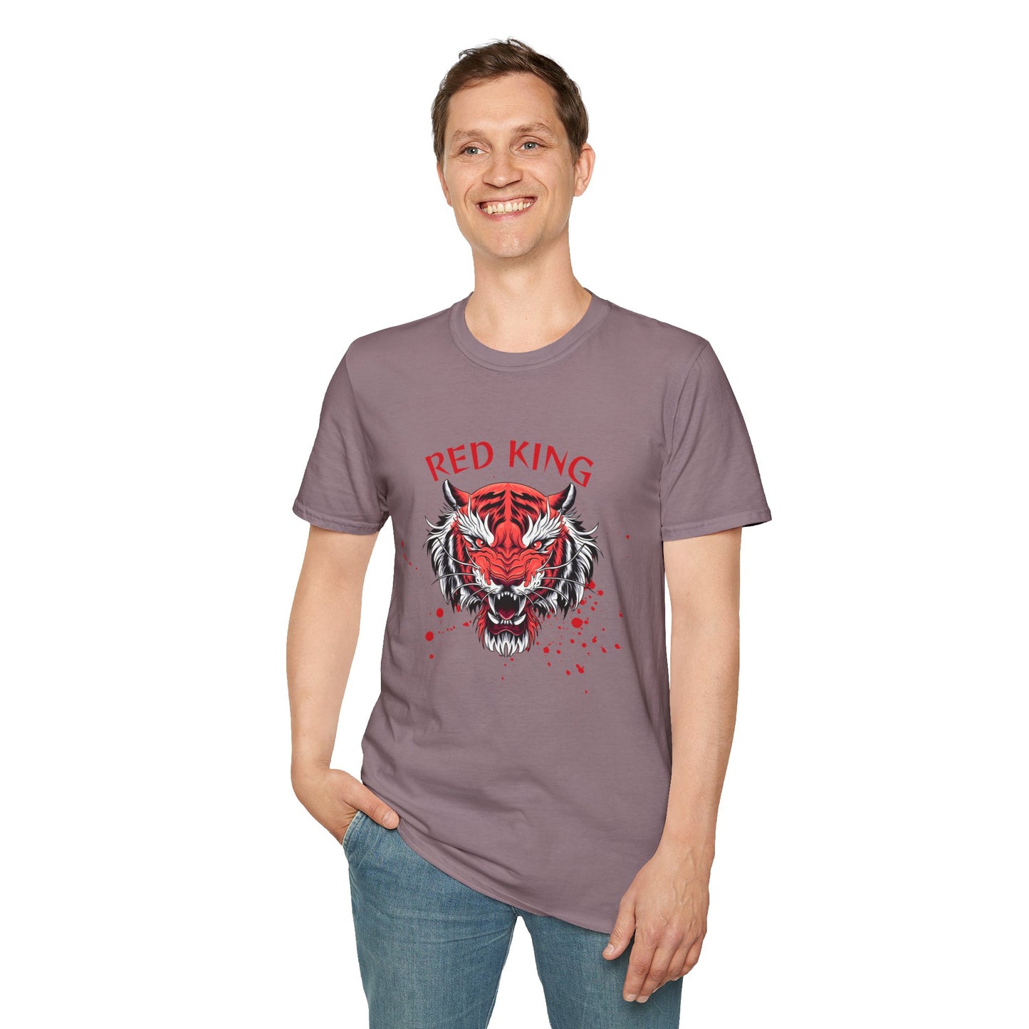 Fierce Red King Tiger T-Shirt, Bold Graphic Tee, Unisex Apparel, Streetwear Style, Gift for Animal Lovers