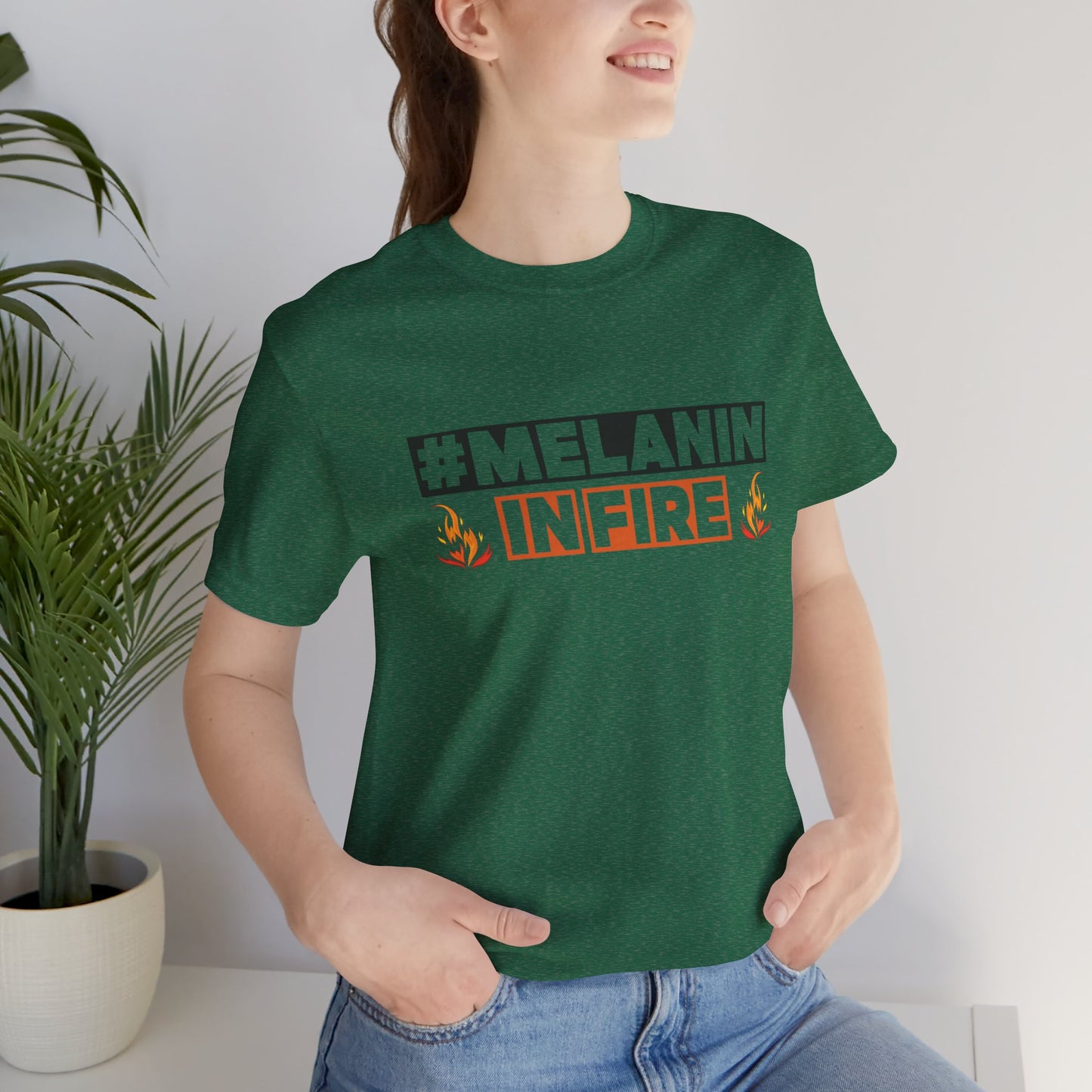 #MELANIN IN FIRE Tee - Empowering Unisex Jersey Short Sleeve, Black History Month, Gift for Friends, Pride Apparel, Urban Fashion