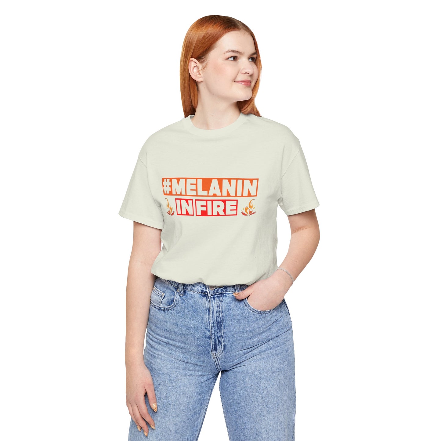 #MELANIN IN FIRE Unisex Jersey Tee, Summer Fashion, Afrocentric Shirt, Gift for Her, All-Occasion Top, Urban Lifestyle Wear