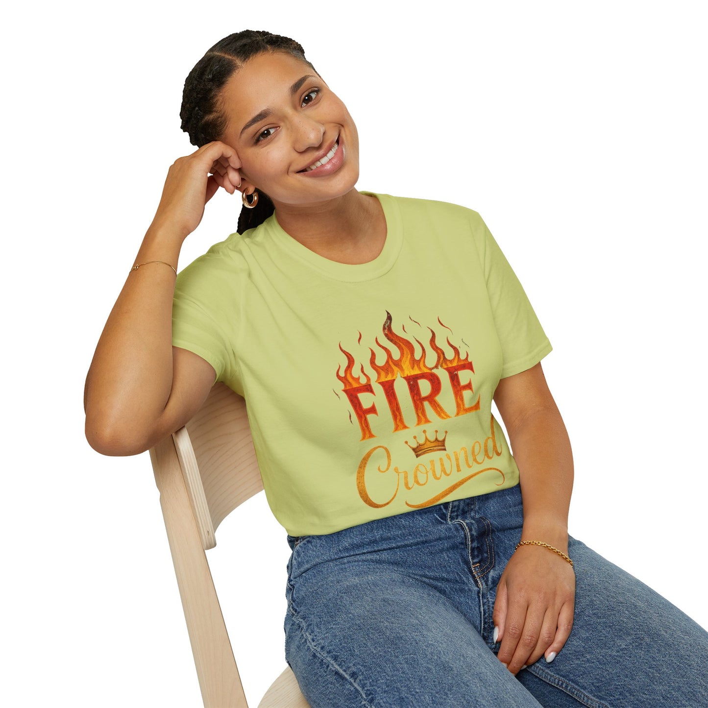 Fire Crowned Unisex Softstyle T-Shirt | Summer Vibes Tee, Gift for Him/Her, Festival Shirt, Casual Wear, Birthday Apparel