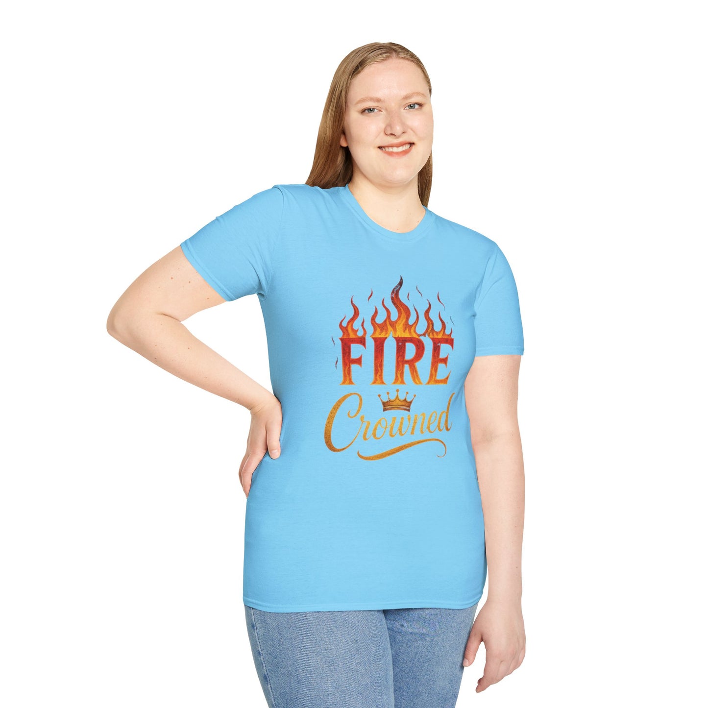 Fire Crowned Unisex Softstyle T-Shirt | Summer Vibes Tee, Gift for Him/Her, Festival Shirt, Casual Wear, Birthday Apparel
