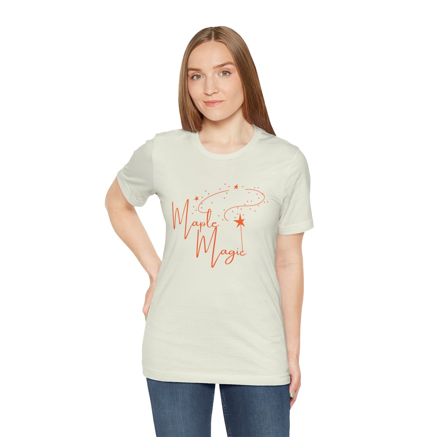 Maple Magic Unisex Tee, Cute Graphic Shirt, Fall Apparel, Seasonal Gift, Nature Lover T-Shirt, Cozy Vibes Fashion