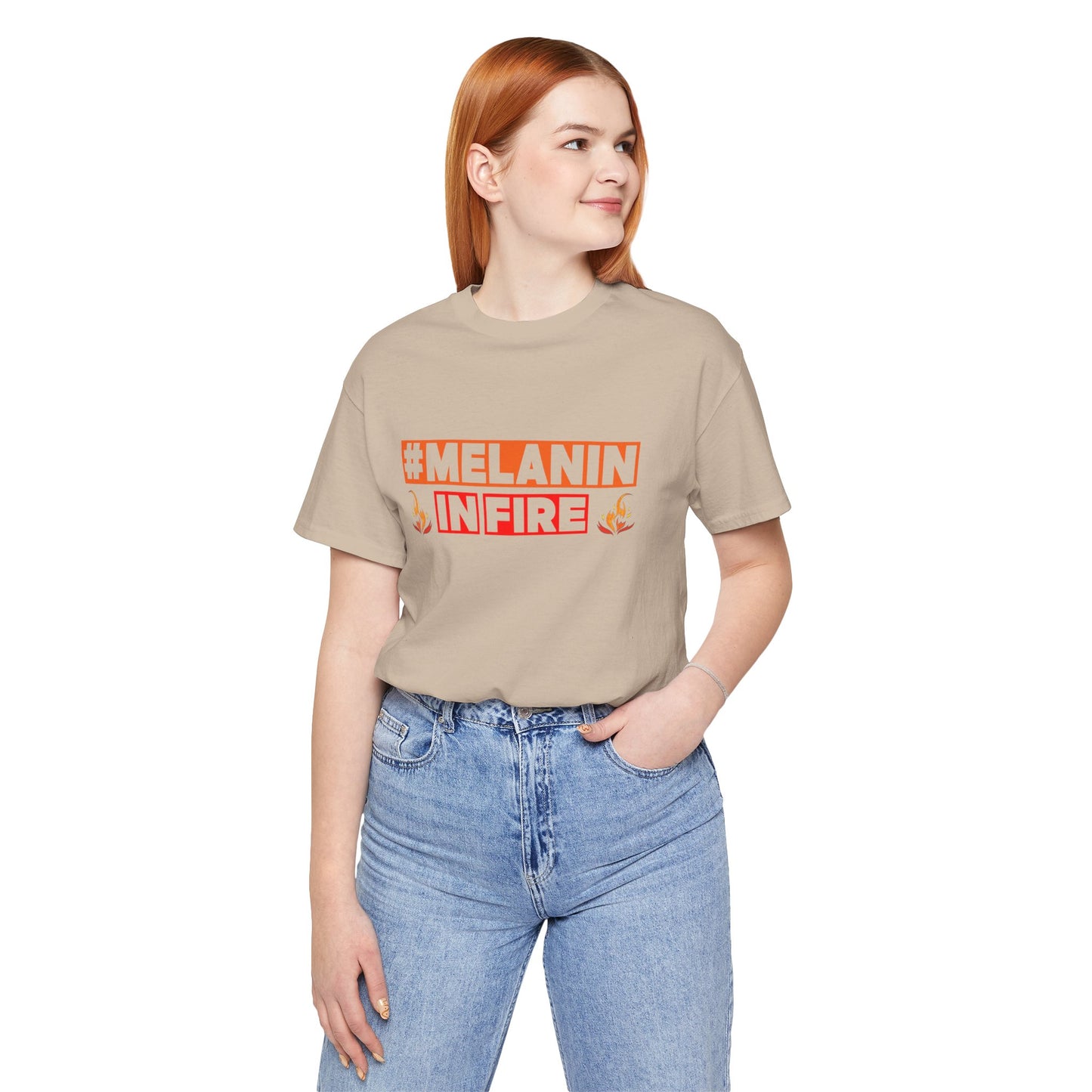 #MELANIN IN FIRE Unisex Jersey Tee, Summer Fashion, Afrocentric Shirt, Gift for Her, All-Occasion Top, Urban Lifestyle Wear