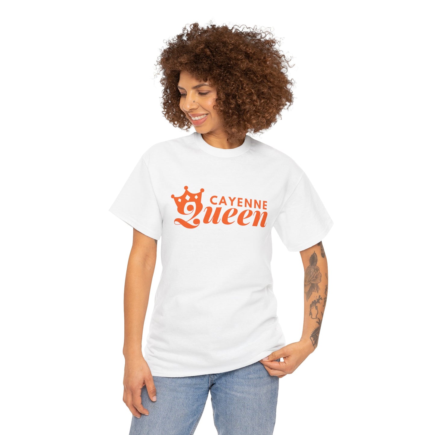 Cayenne Queen Unisex Heavy Cotton Tee, Casual Wear, Gift for Her, Birthday Shirt, Fun Quote Tee, Soft Cotton Top