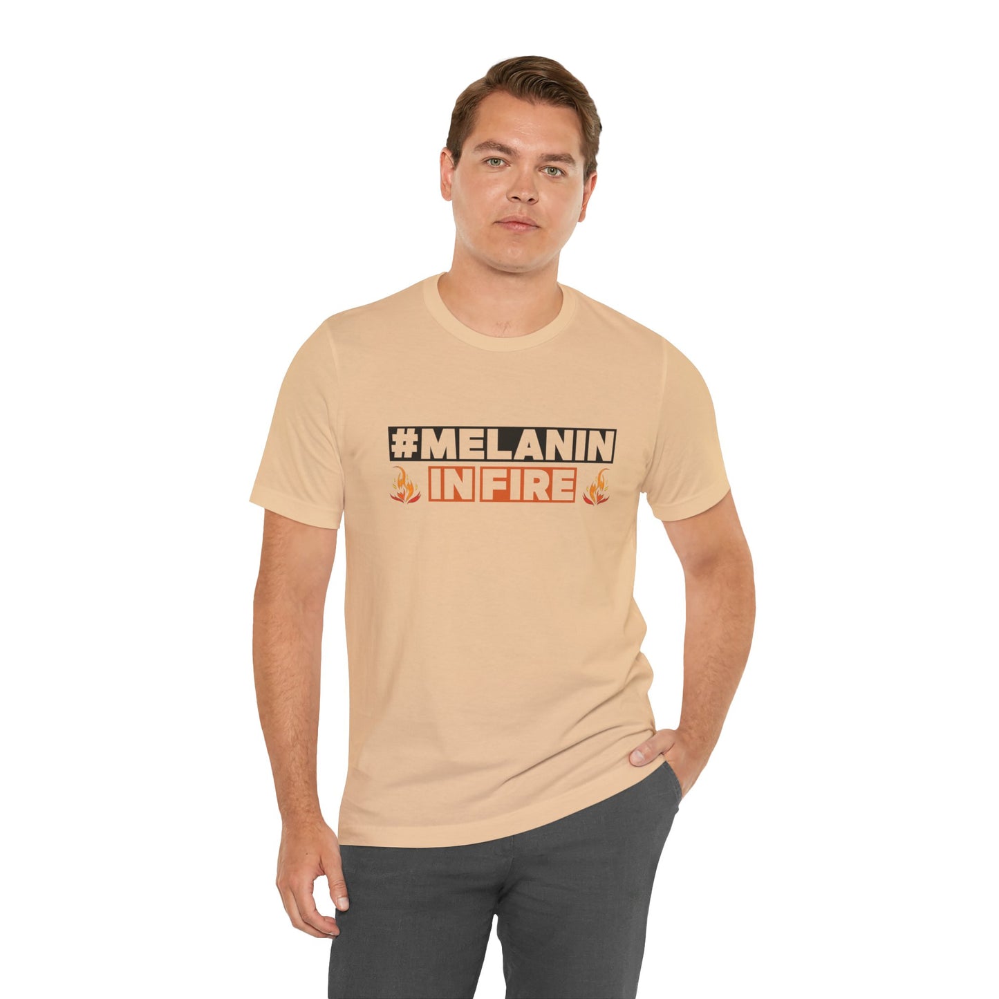 #MELANIN IN FIRE Tee - Empowering Unisex Jersey Short Sleeve, Black History Month, Gift for Friends, Pride Apparel, Urban Fashion