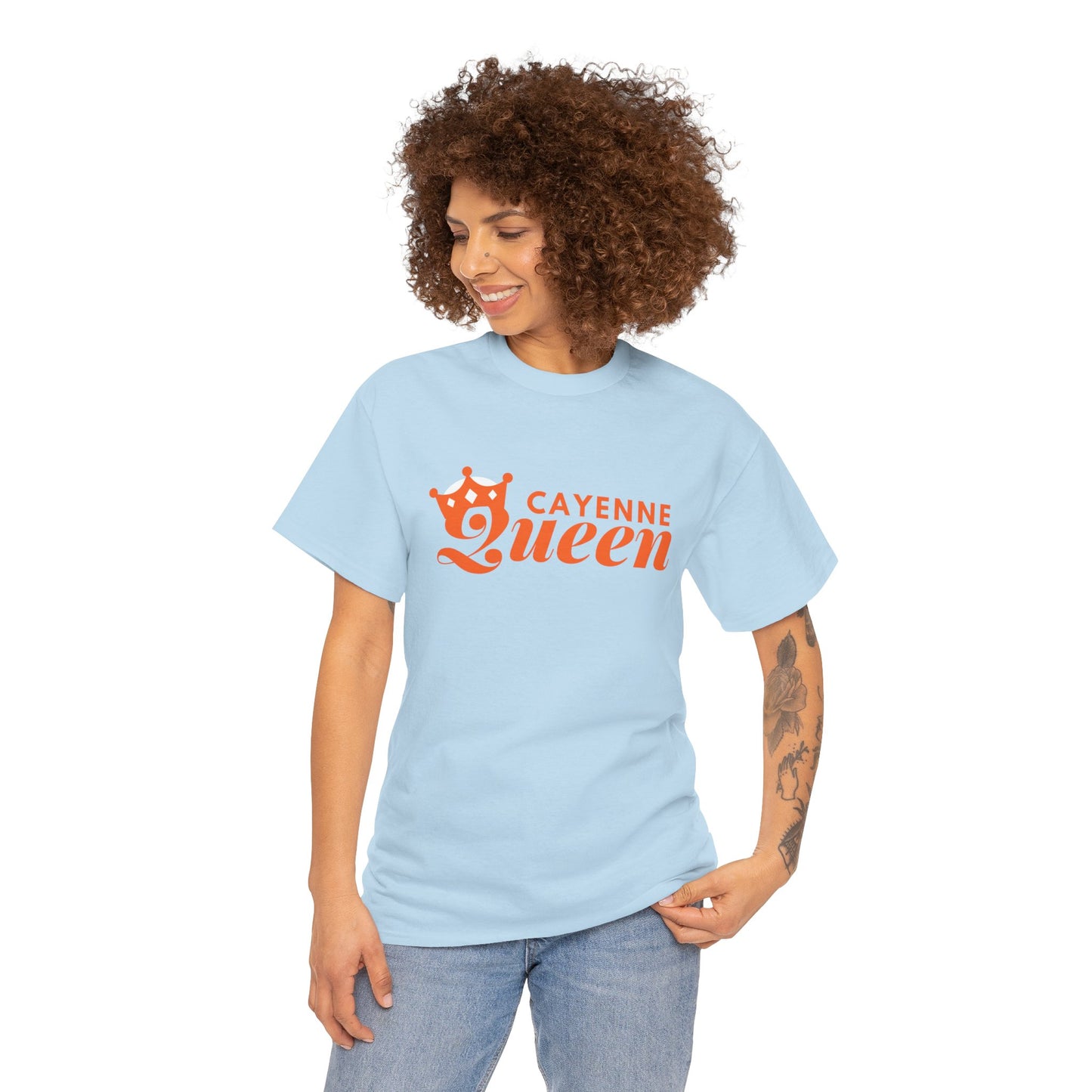 Cayenne Queen Unisex Heavy Cotton Tee, Casual Wear, Gift for Her, Birthday Shirt, Fun Quote Tee, Soft Cotton Top
