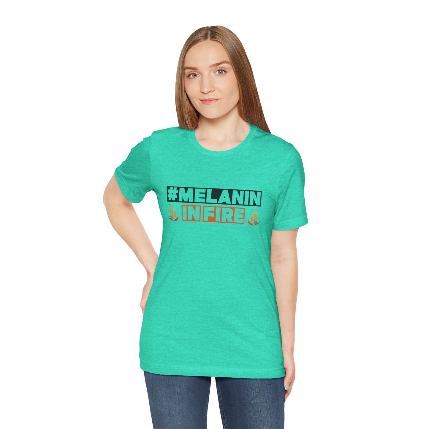 #MELANIN IN FIRE Tee - Empowering Unisex Jersey Short Sleeve, Black History Month, Gift for Friends, Pride Apparel, Urban Fashion