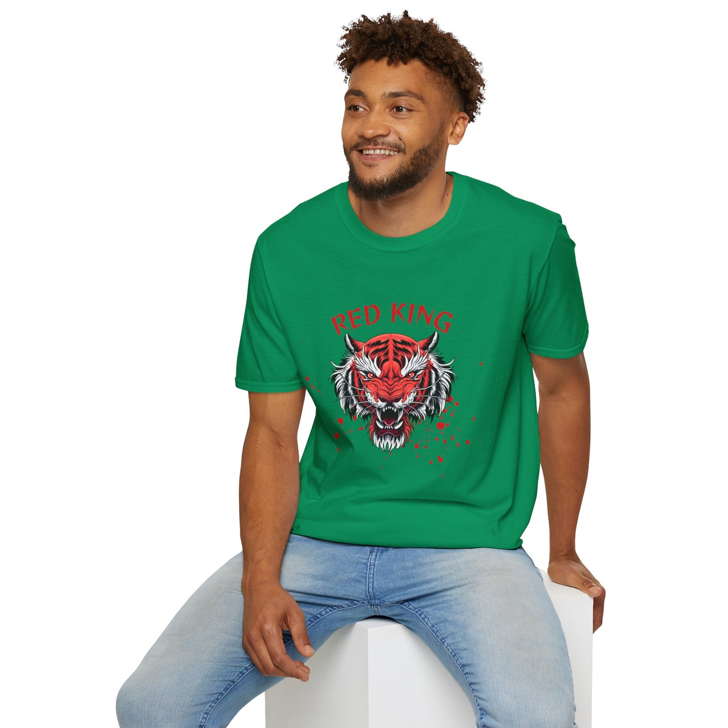 Fierce Red King Tiger T-Shirt, Bold Graphic Tee, Unisex Apparel, Streetwear Style, Gift for Animal Lovers