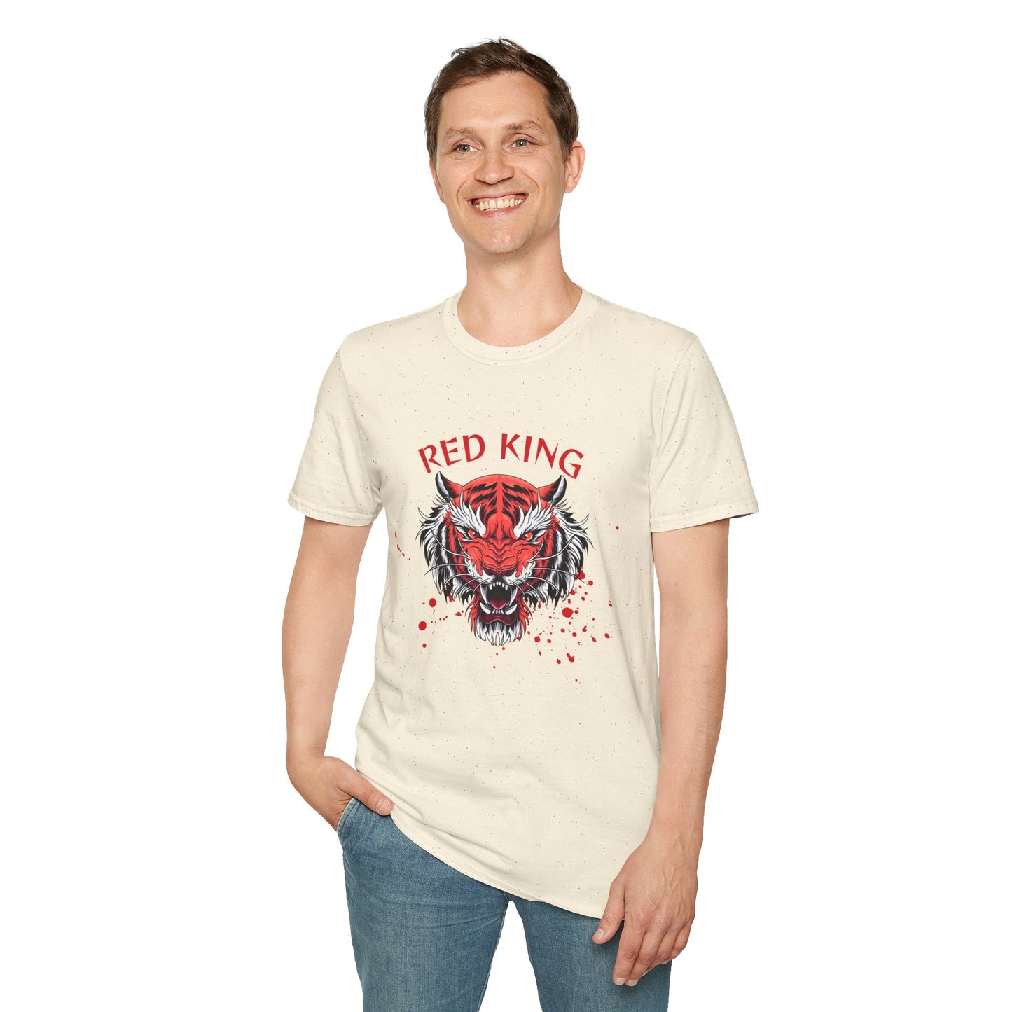 Fierce Red King Tiger T-Shirt, Bold Graphic Tee, Unisex Apparel, Streetwear Style, Gift for Animal Lovers