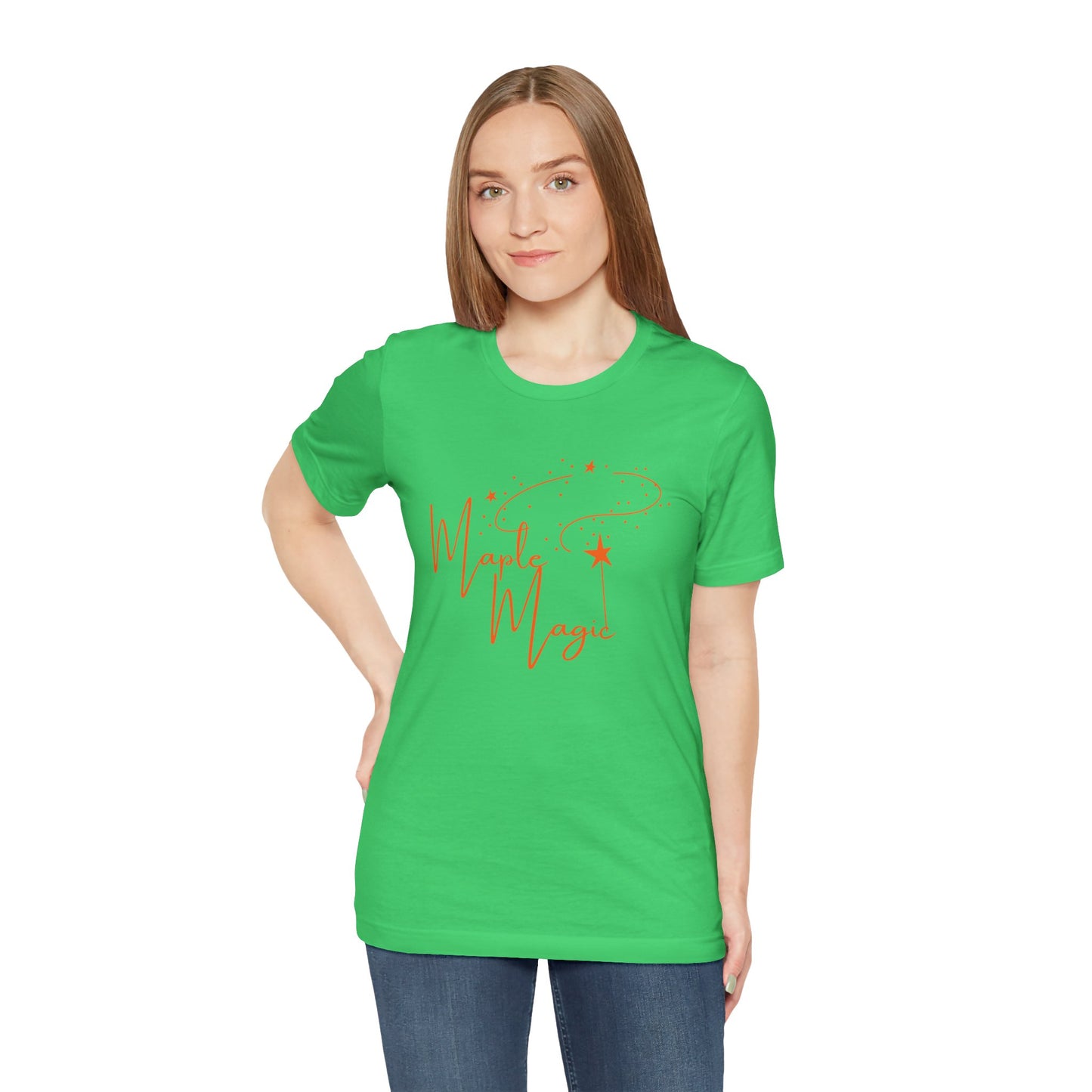 Maple Magic Unisex Tee, Cute Graphic Shirt, Fall Apparel, Seasonal Gift, Nature Lover T-Shirt, Cozy Vibes Fashion