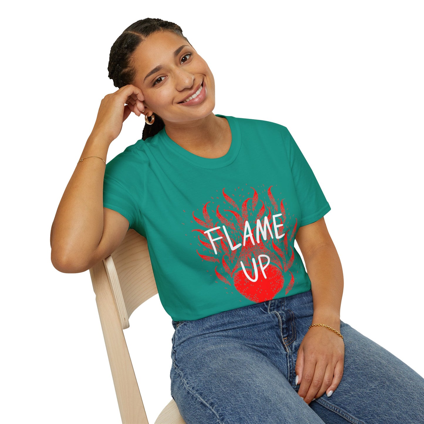 Fiery Motivation Unisex T-Shirt, Flame Up Graphic Tee, Gift for Fitness Lovers, Workout Apparel, Casual Wear