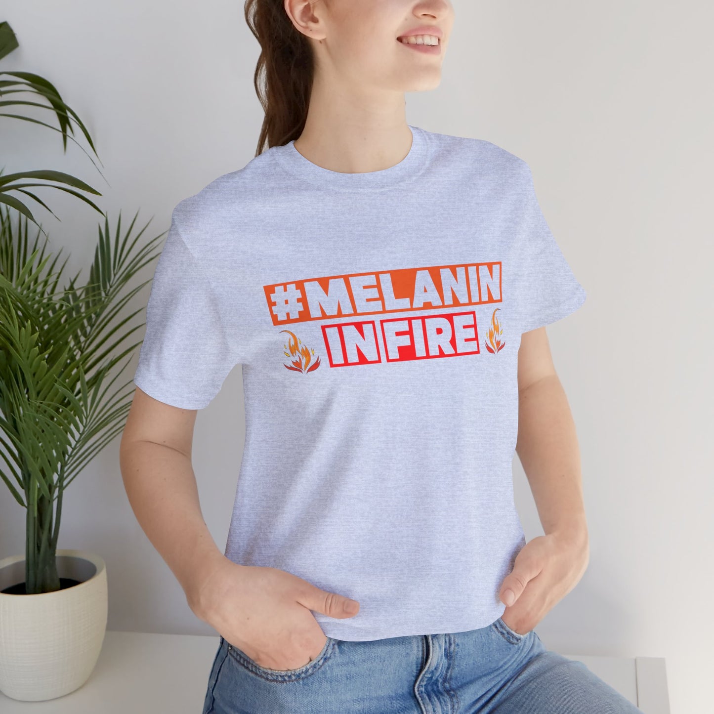 #MELANIN IN FIRE Unisex Jersey Tee, Summer Fashion, Afrocentric Shirt, Gift for Her, All-Occasion Top, Urban Lifestyle Wear