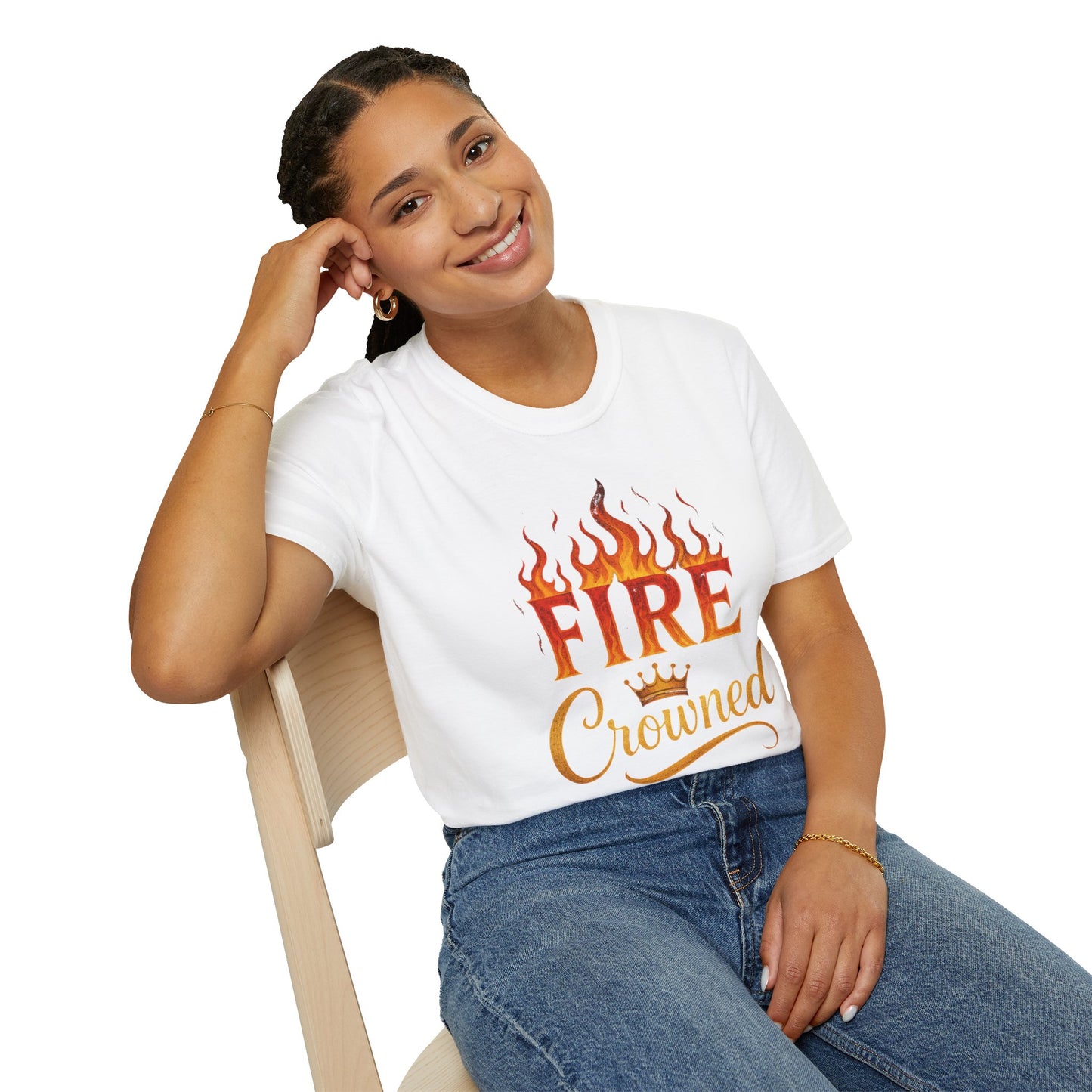Fire Crowned Unisex Softstyle T-Shirt | Summer Vibes Tee, Gift for Him/Her, Festival Shirt, Casual Wear, Birthday Apparel