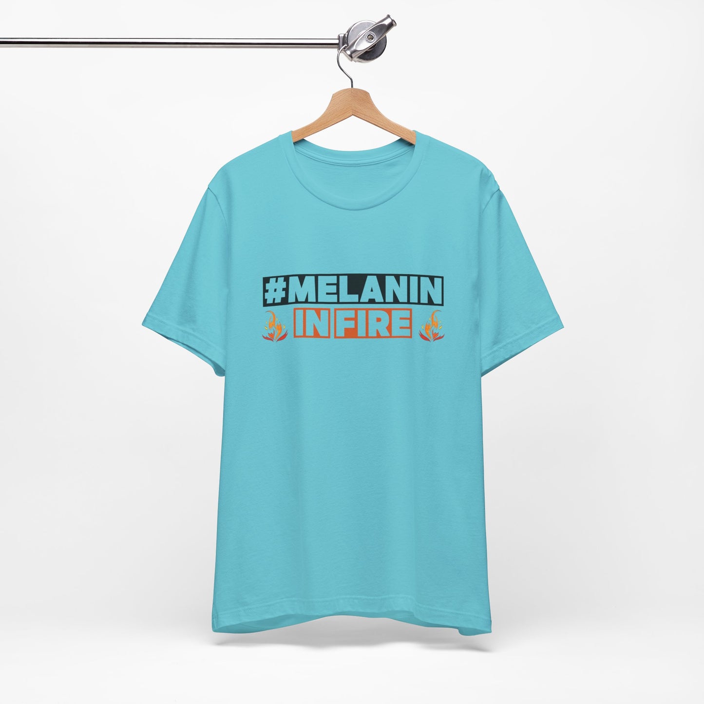 #MELANIN IN FIRE Tee - Empowering Unisex Jersey Short Sleeve, Black History Month, Gift for Friends, Pride Apparel, Urban Fashion