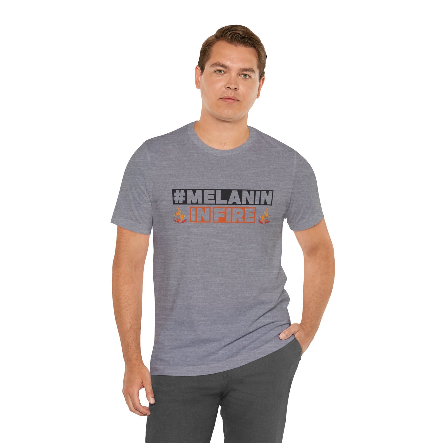 #MELANIN IN FIRE Tee - Empowering Unisex Jersey Short Sleeve, Black History Month, Gift for Friends, Pride Apparel, Urban Fashion