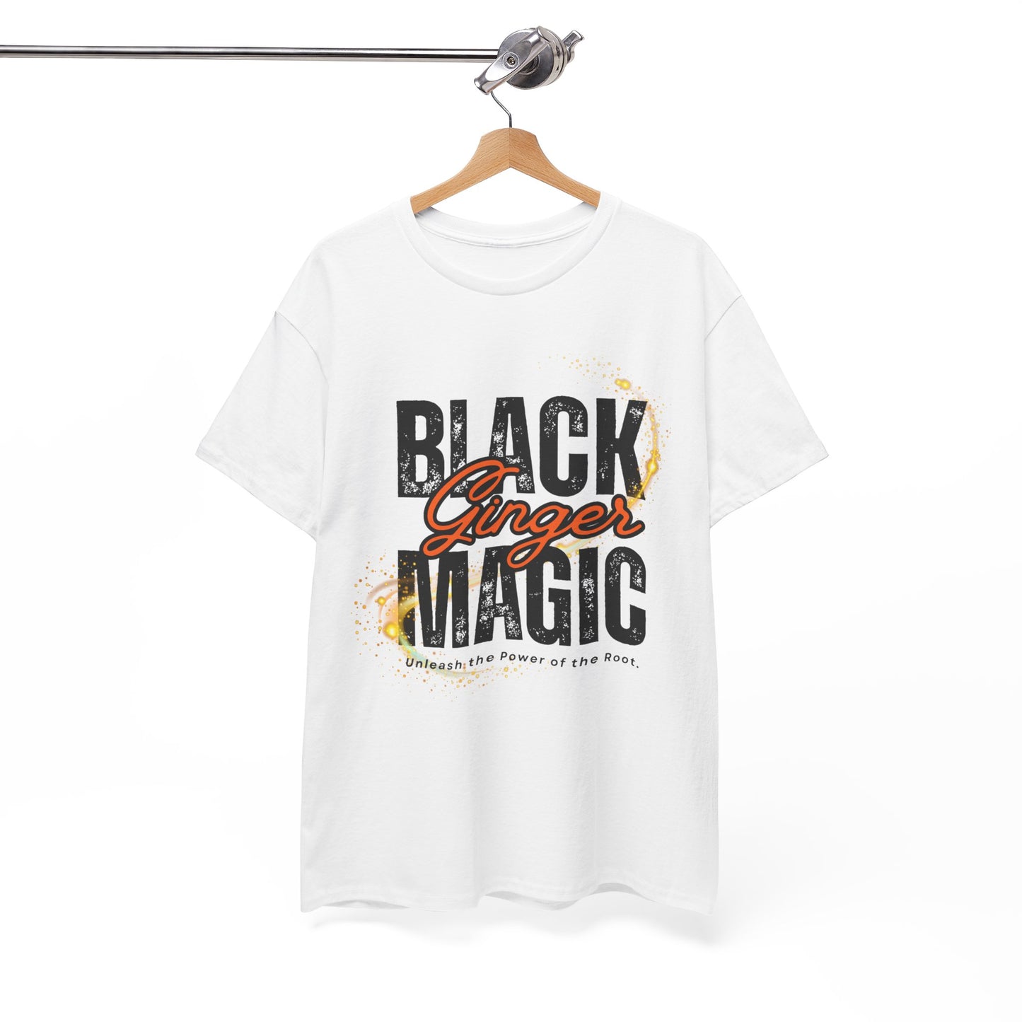 Unisex Heavy Cotton Tee with 'Black Ginger Magic' Design, Empowering Gift for Witches, Everyday Wear, Festivals, Spirituality
