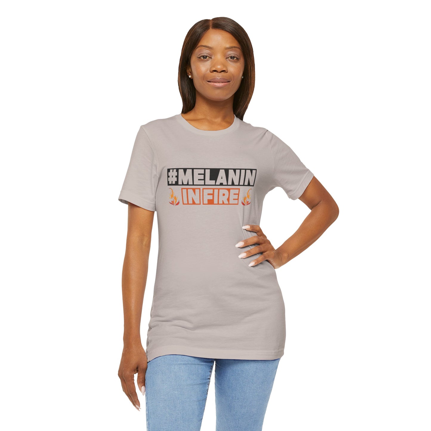 #MELANIN IN FIRE Tee - Empowering Unisex Jersey Short Sleeve, Black History Month, Gift for Friends, Pride Apparel, Urban Fashion