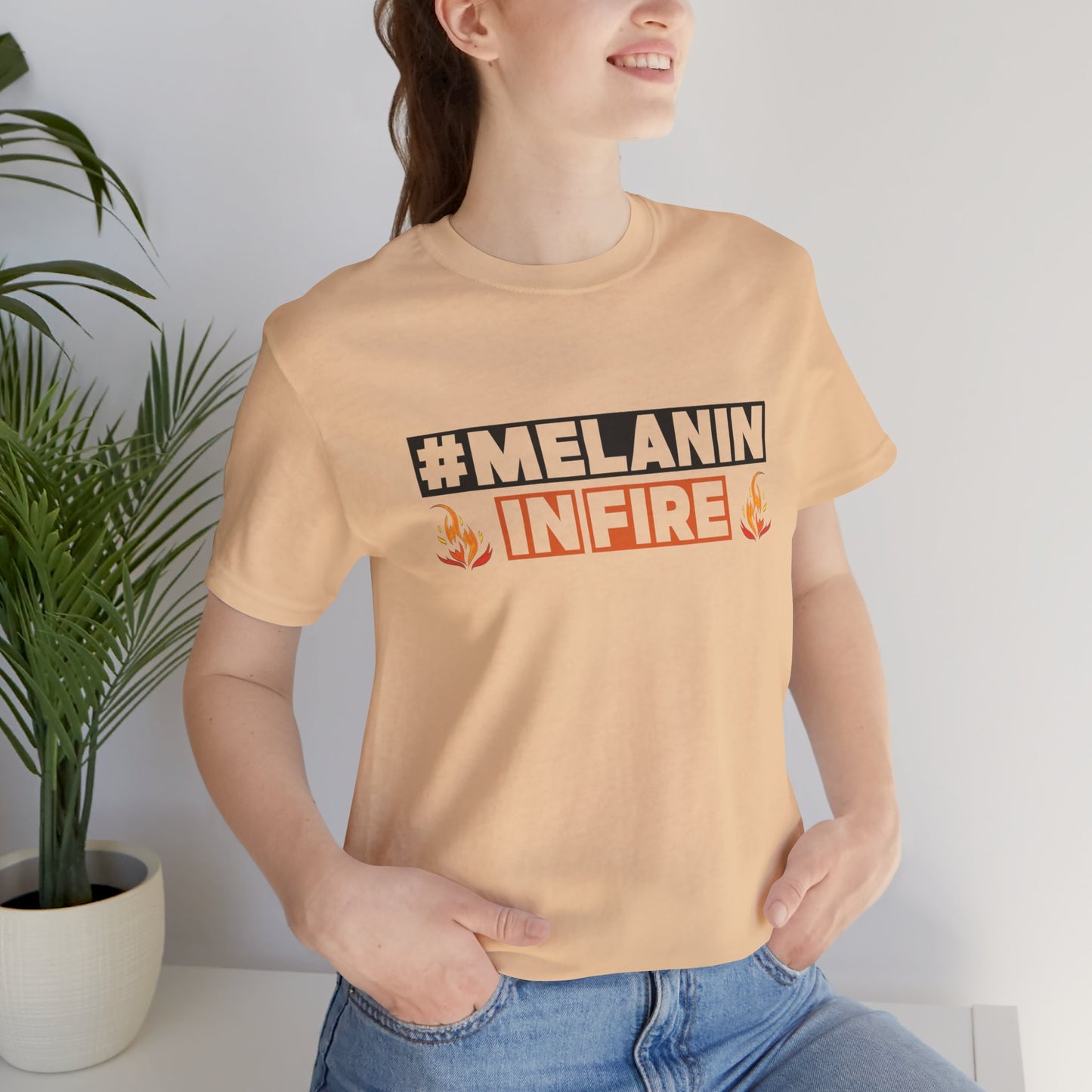 #MELANIN IN FIRE Tee - Empowering Unisex Jersey Short Sleeve, Black History Month, Gift for Friends, Pride Apparel, Urban Fashion