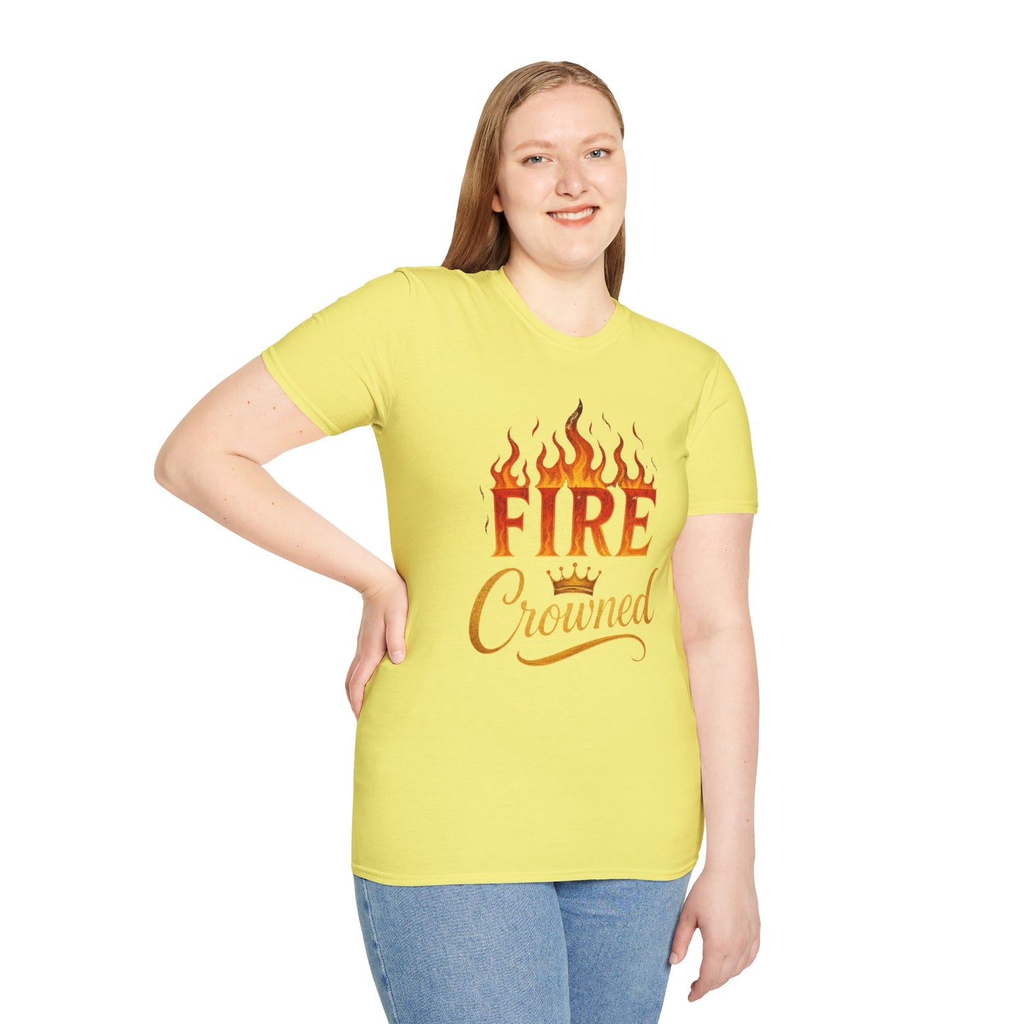 Fire Crowned Unisex Softstyle T-Shirt | Summer Vibes Tee, Gift for Him/Her, Festival Shirt, Casual Wear, Birthday Apparel