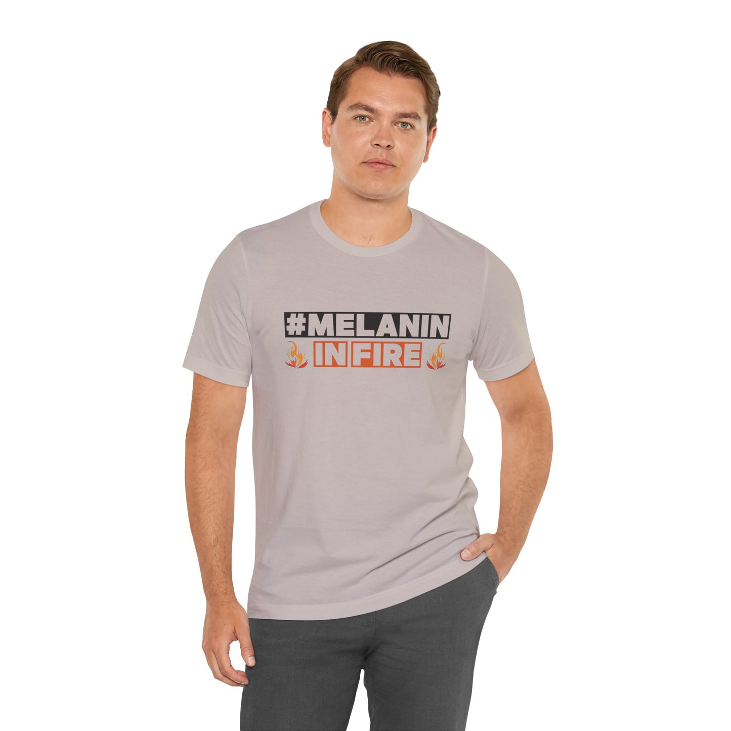 #MELANIN IN FIRE Tee - Empowering Unisex Jersey Short Sleeve, Black History Month, Gift for Friends, Pride Apparel, Urban Fashion