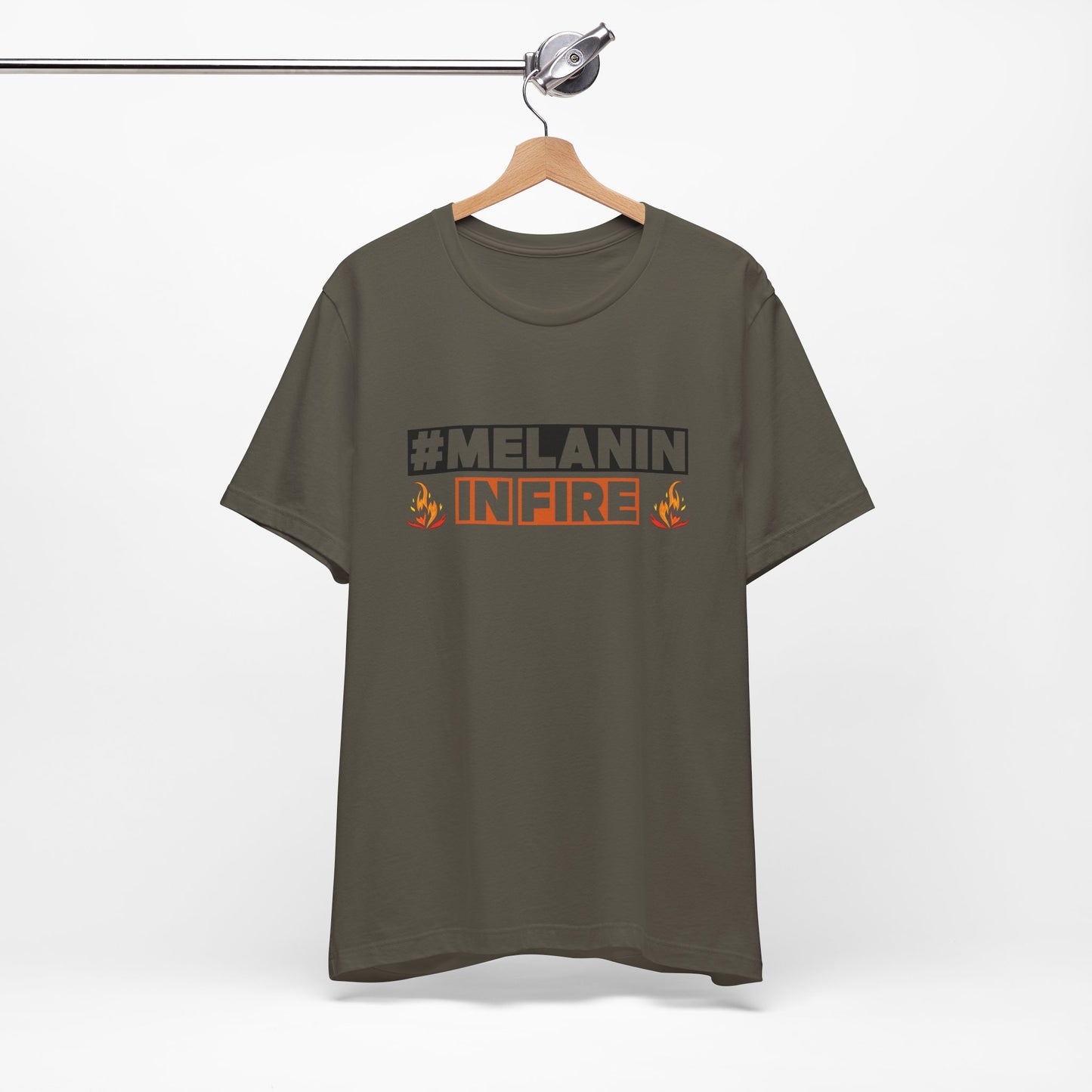 #MELANIN IN FIRE Tee - Empowering Unisex Jersey Short Sleeve, Black History Month, Gift for Friends, Pride Apparel, Urban Fashion