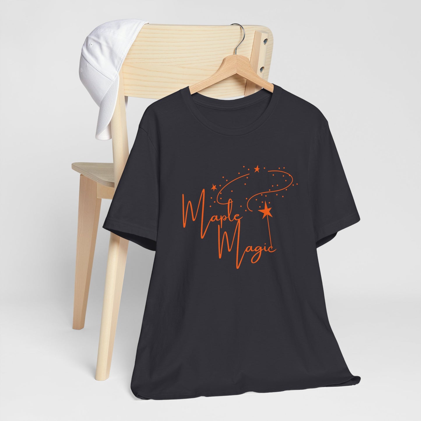 Maple Magic Unisex Tee, Cute Graphic Shirt, Fall Apparel, Seasonal Gift, Nature Lover T-Shirt, Cozy Vibes Fashion