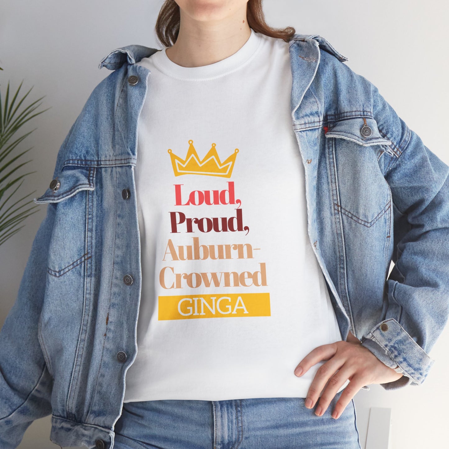 Proud Auburn Crowned Ginga T-Shirt - Unisex Heavy Cotton Tee, Gift for Her, Family Reunion, Birthday, Casual Wear, Motivational Tee