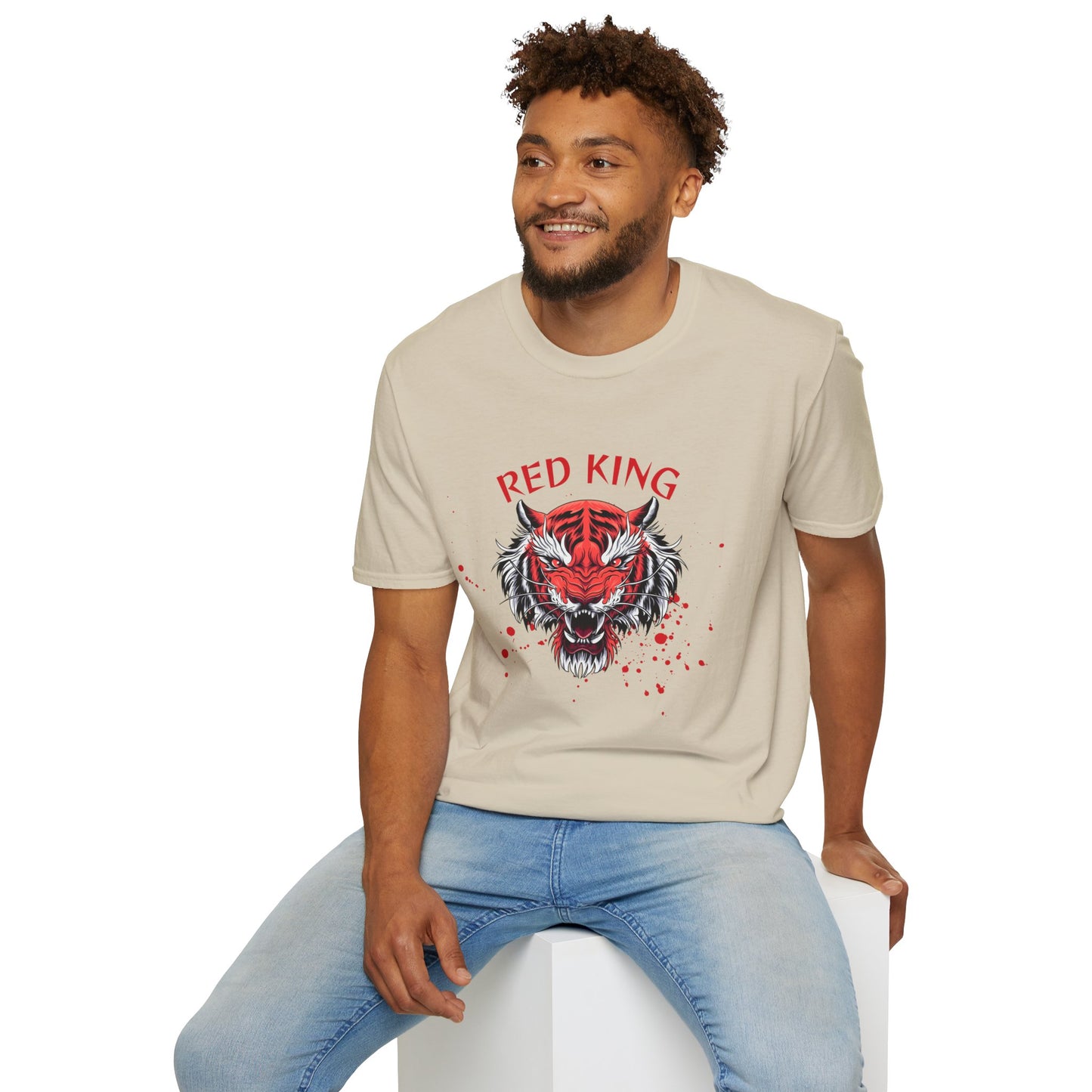 Fierce Red King Tiger T-Shirt, Bold Graphic Tee, Unisex Apparel, Streetwear Style, Gift for Animal Lovers