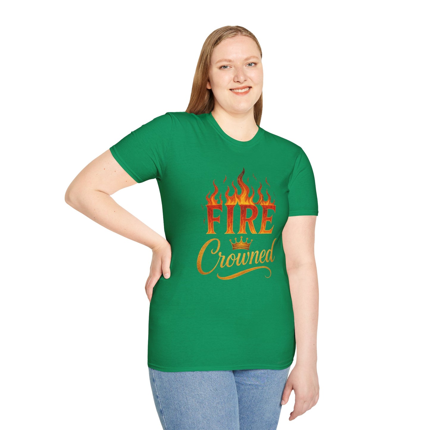 Fire Crowned Unisex Softstyle T-Shirt | Summer Vibes Tee, Gift for Him/Her, Festival Shirt, Casual Wear, Birthday Apparel