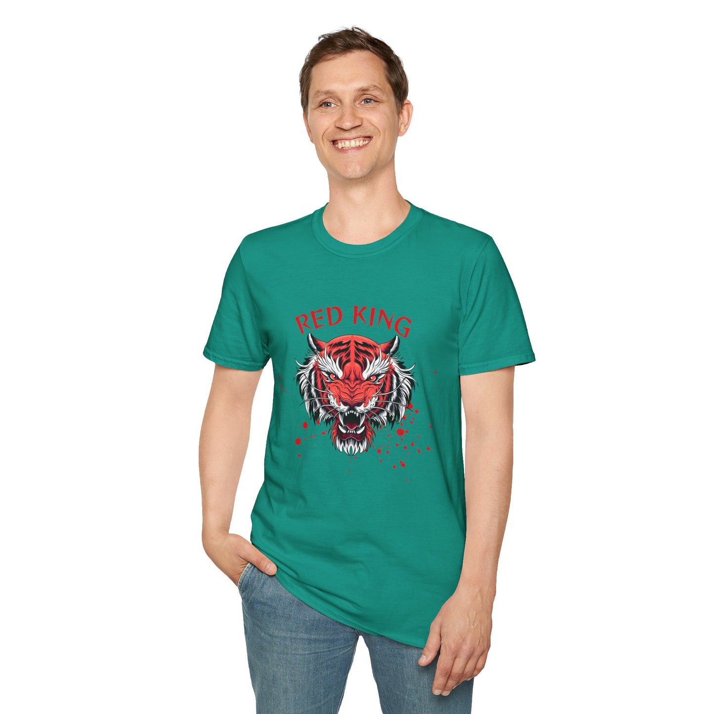 Fierce Red King Tiger T-Shirt, Bold Graphic Tee, Unisex Apparel, Streetwear Style, Gift for Animal Lovers