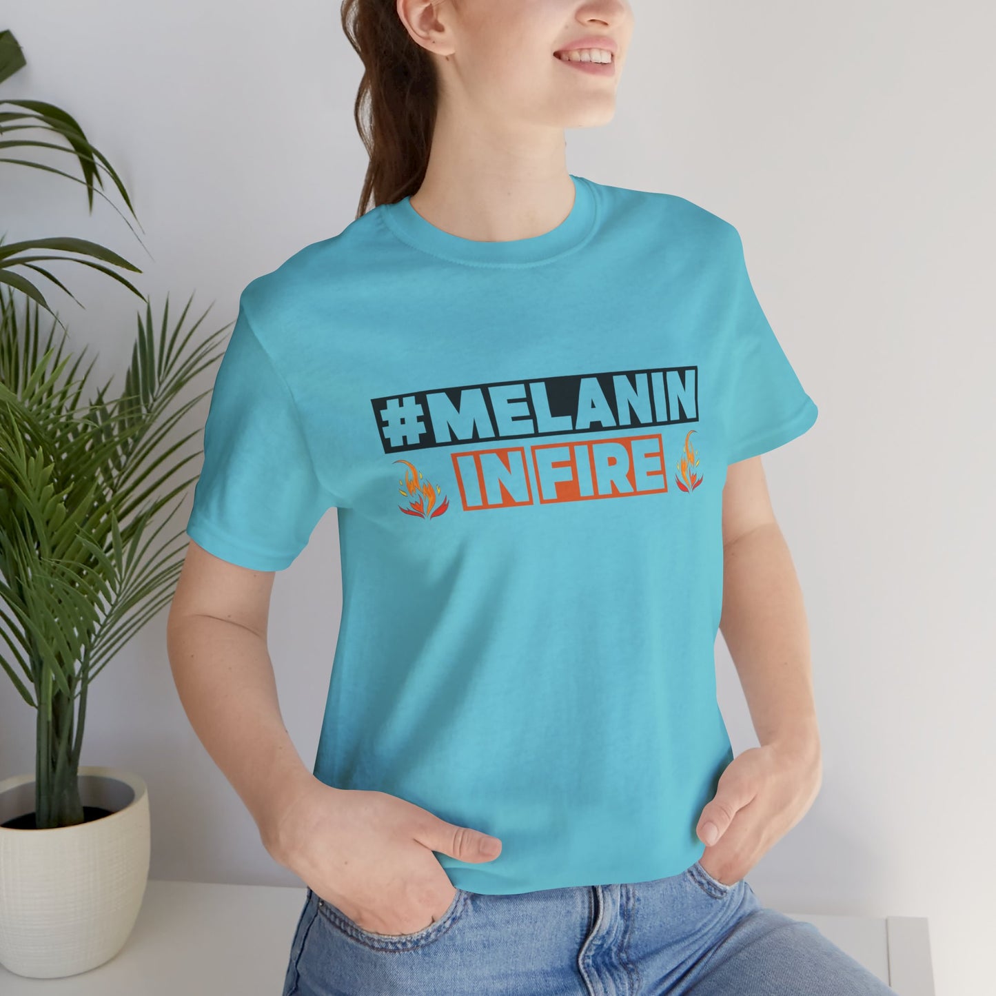 #MELANIN IN FIRE Tee - Empowering Unisex Jersey Short Sleeve, Black History Month, Gift for Friends, Pride Apparel, Urban Fashion