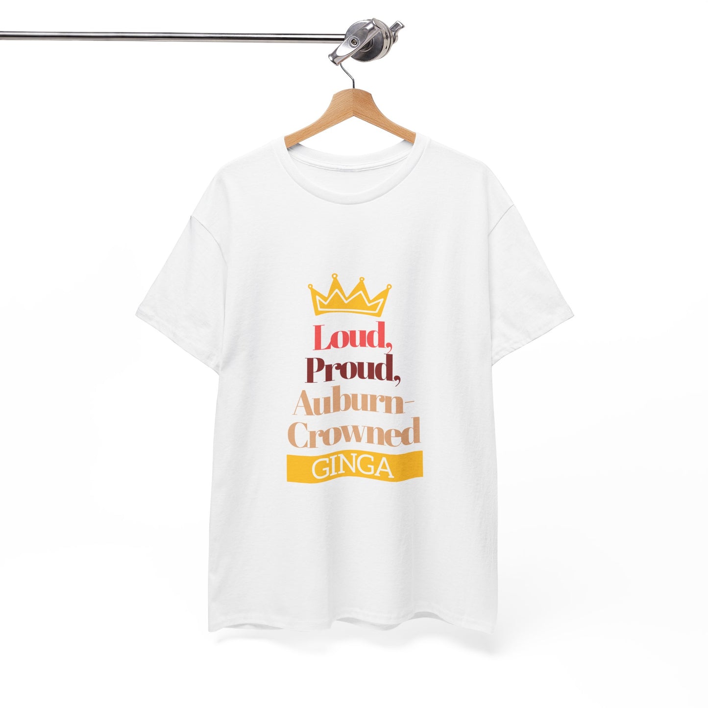 Proud Auburn Crowned Ginga T-Shirt - Unisex Heavy Cotton Tee, Gift for Her, Family Reunion, Birthday, Casual Wear, Motivational Tee