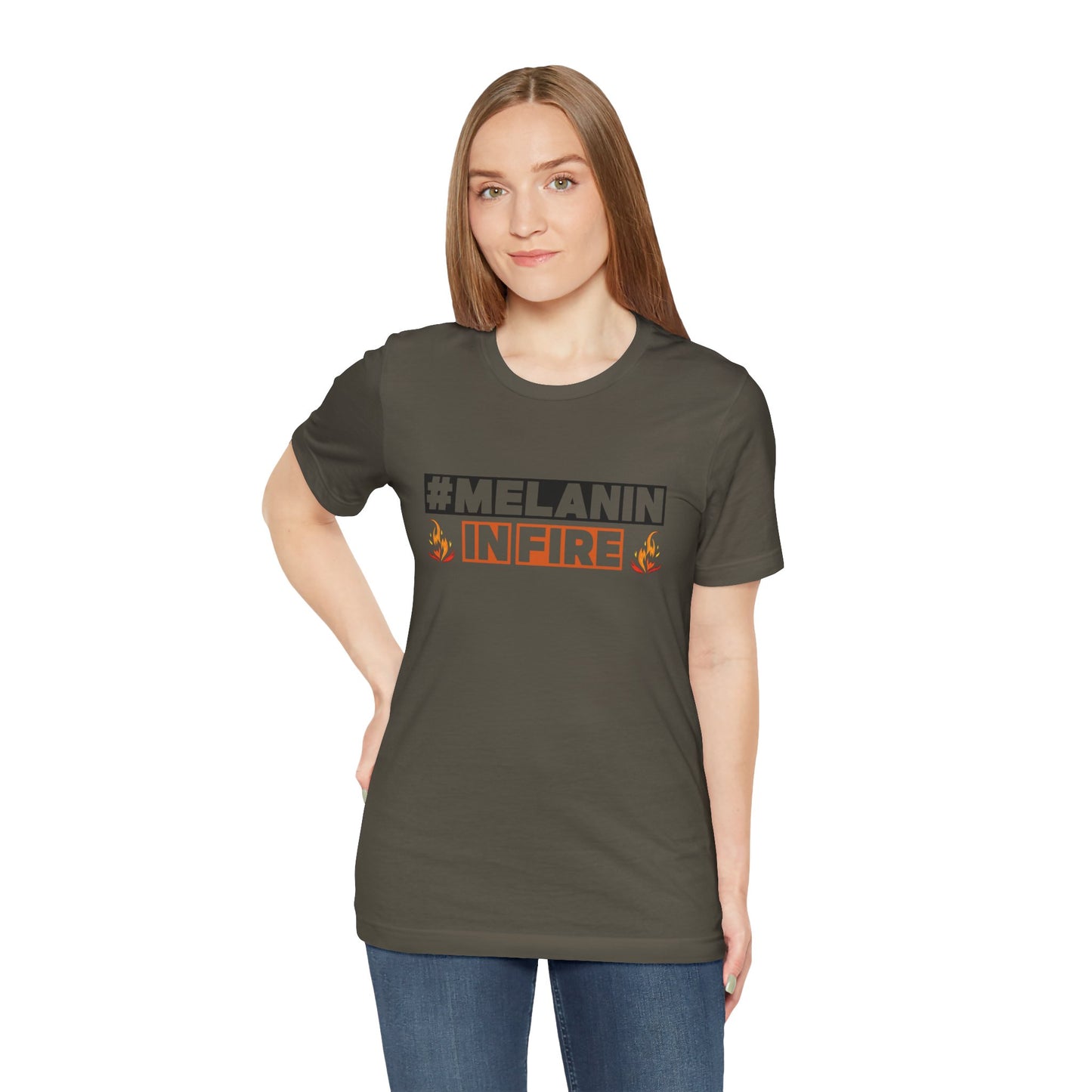 #MELANIN IN FIRE Tee - Empowering Unisex Jersey Short Sleeve, Black History Month, Gift for Friends, Pride Apparel, Urban Fashion