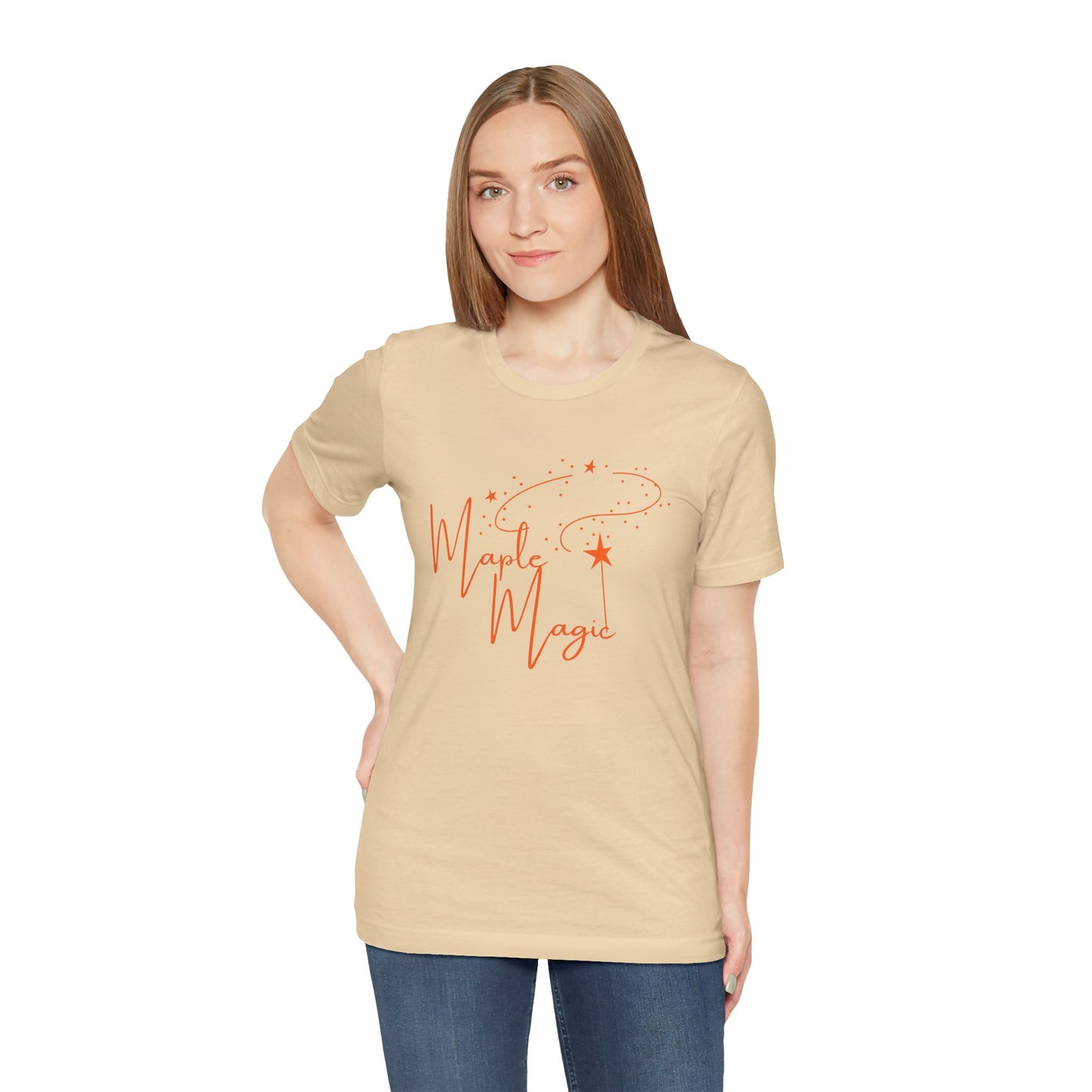 Maple Magic Unisex Tee, Cute Graphic Shirt, Fall Apparel, Seasonal Gift, Nature Lover T-Shirt, Cozy Vibes Fashion